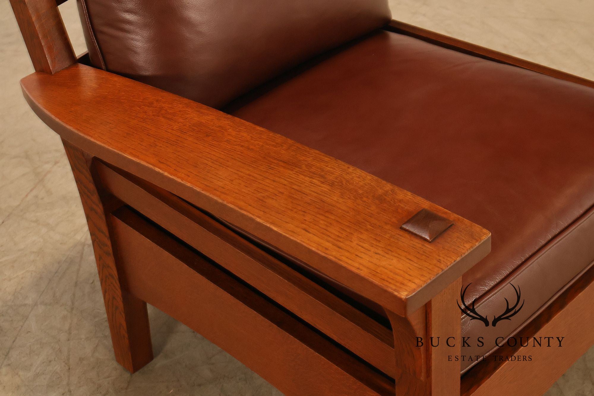 Stickley Mission Collection Oak And Leather Lounge Chair