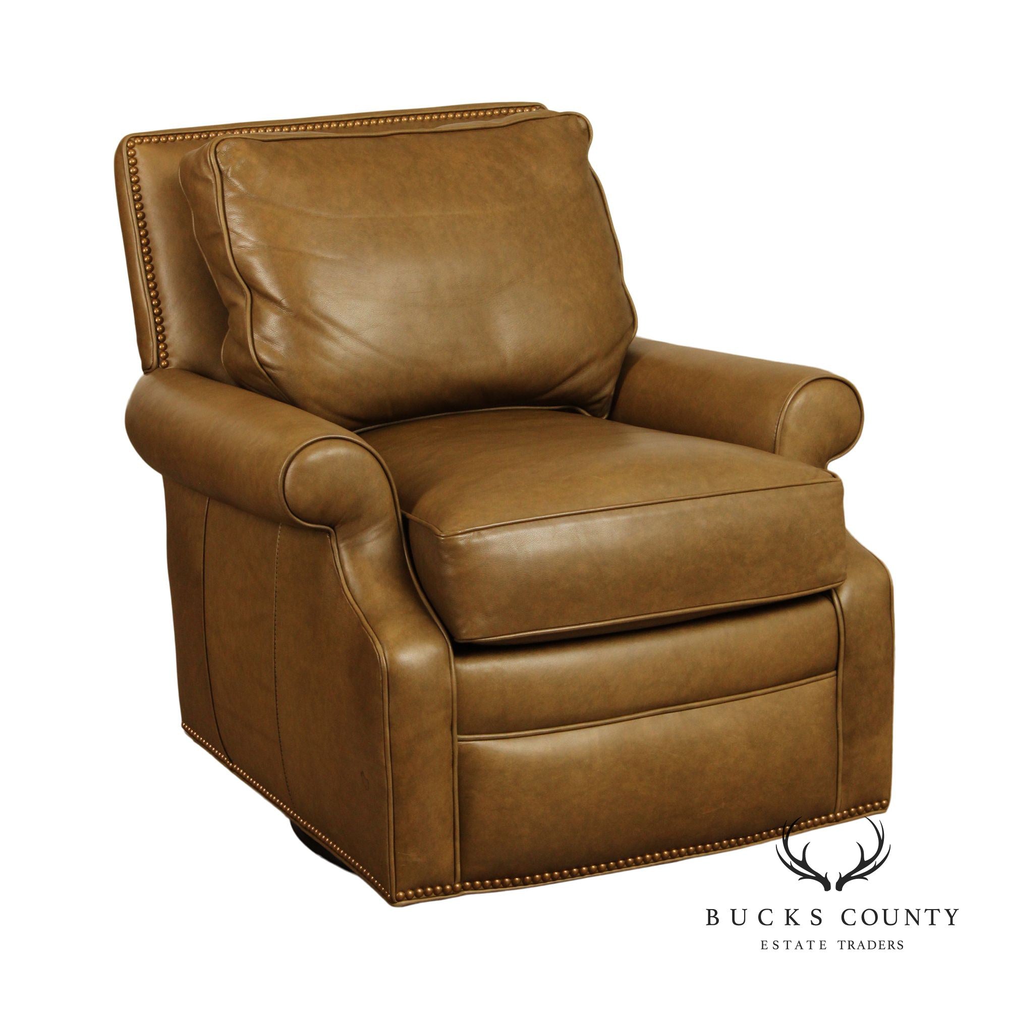 Hancock & Moore Leather Swivel Glider Lounge Chair