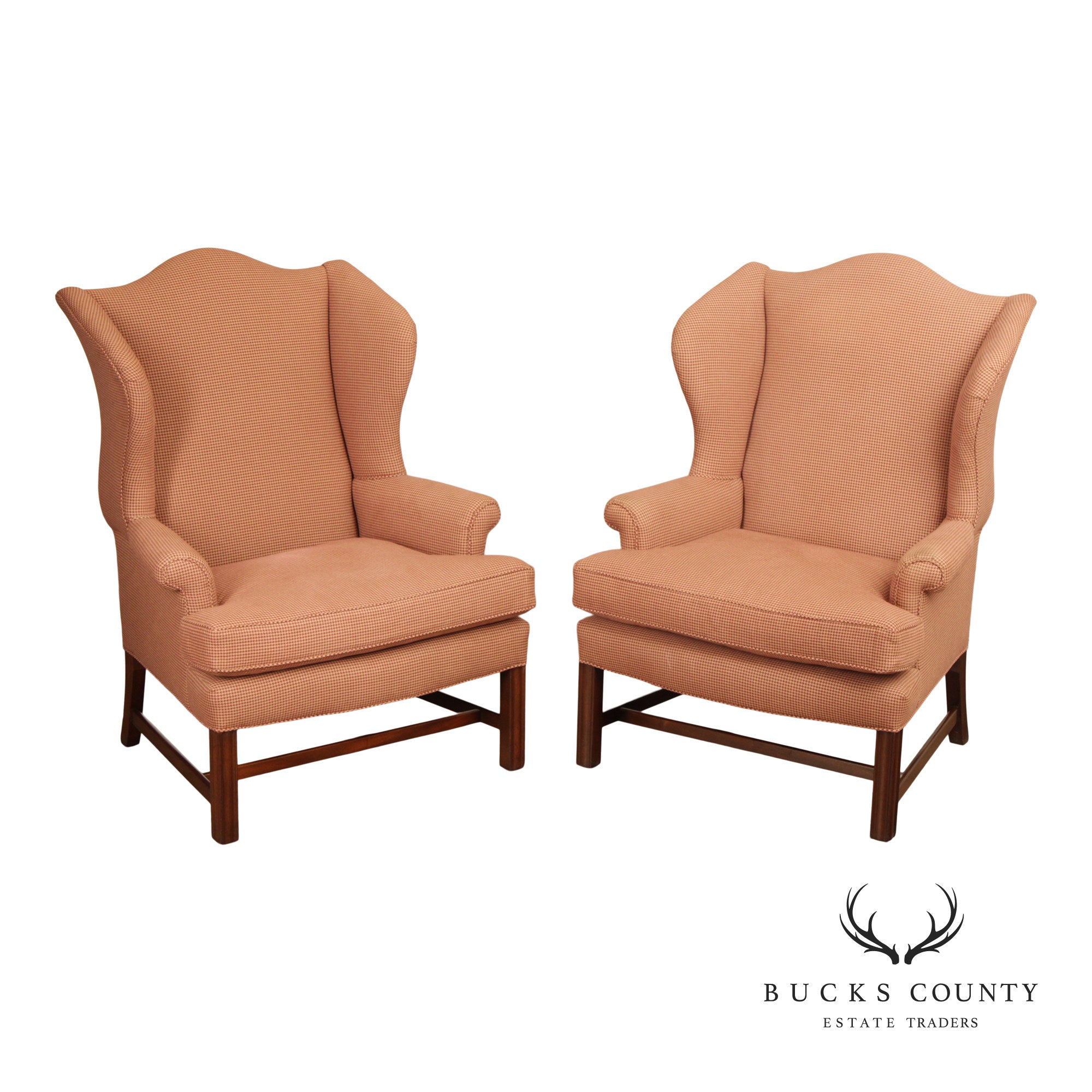 Kittinger Williamsburg Adaptation Pair of Mahogany Wing Chairs