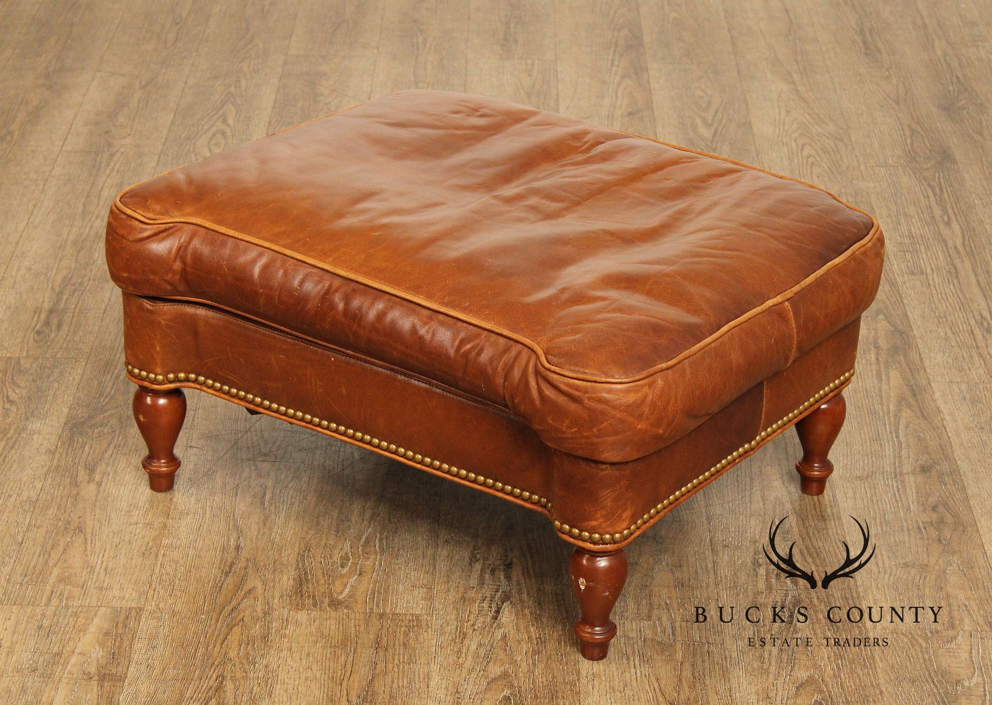 Hancock & Moore English Traditional Style Leather Ottoman