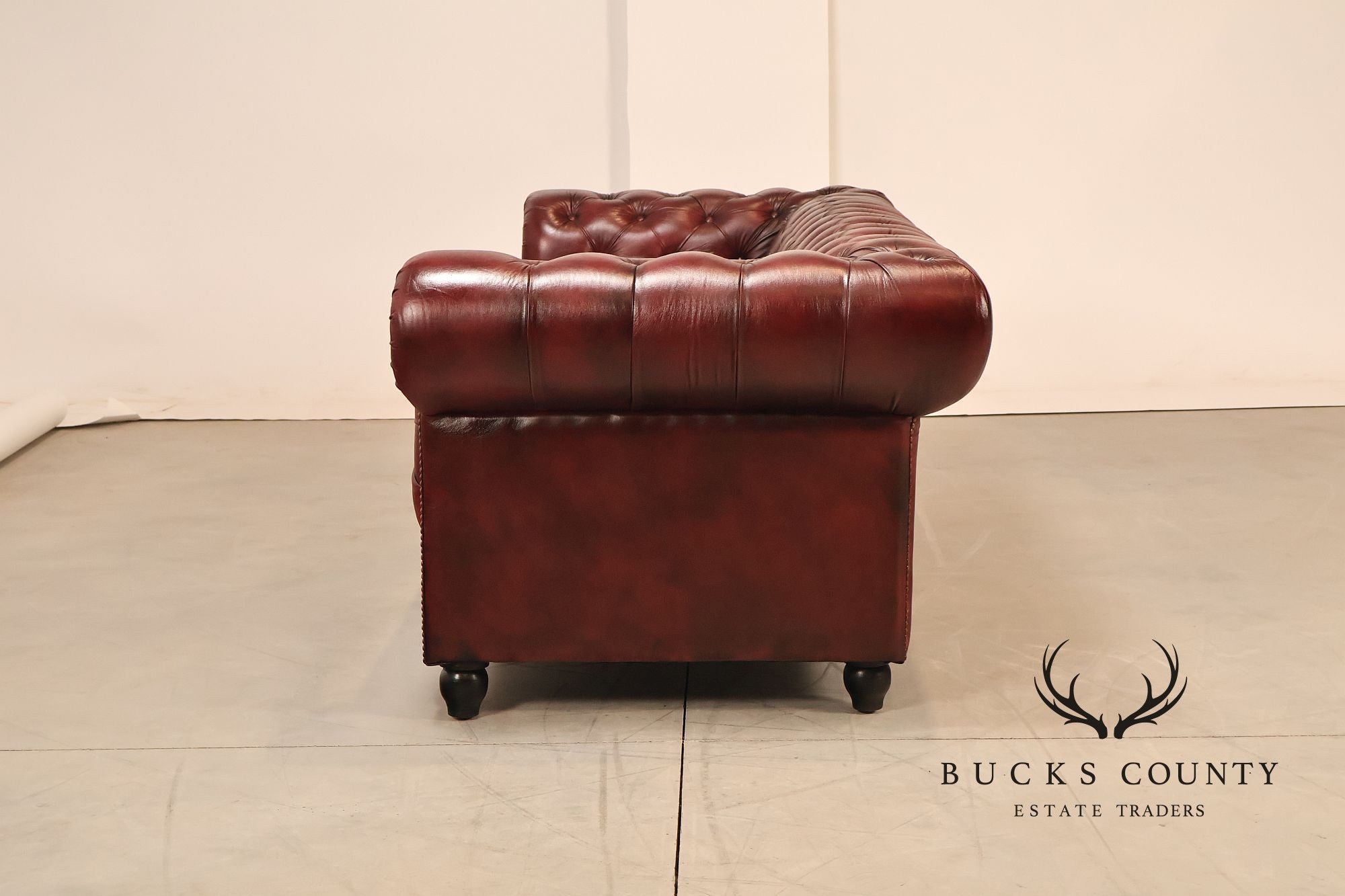 Chesterfield Style 7 Foot Oxford Red Tufted Leather Sofa