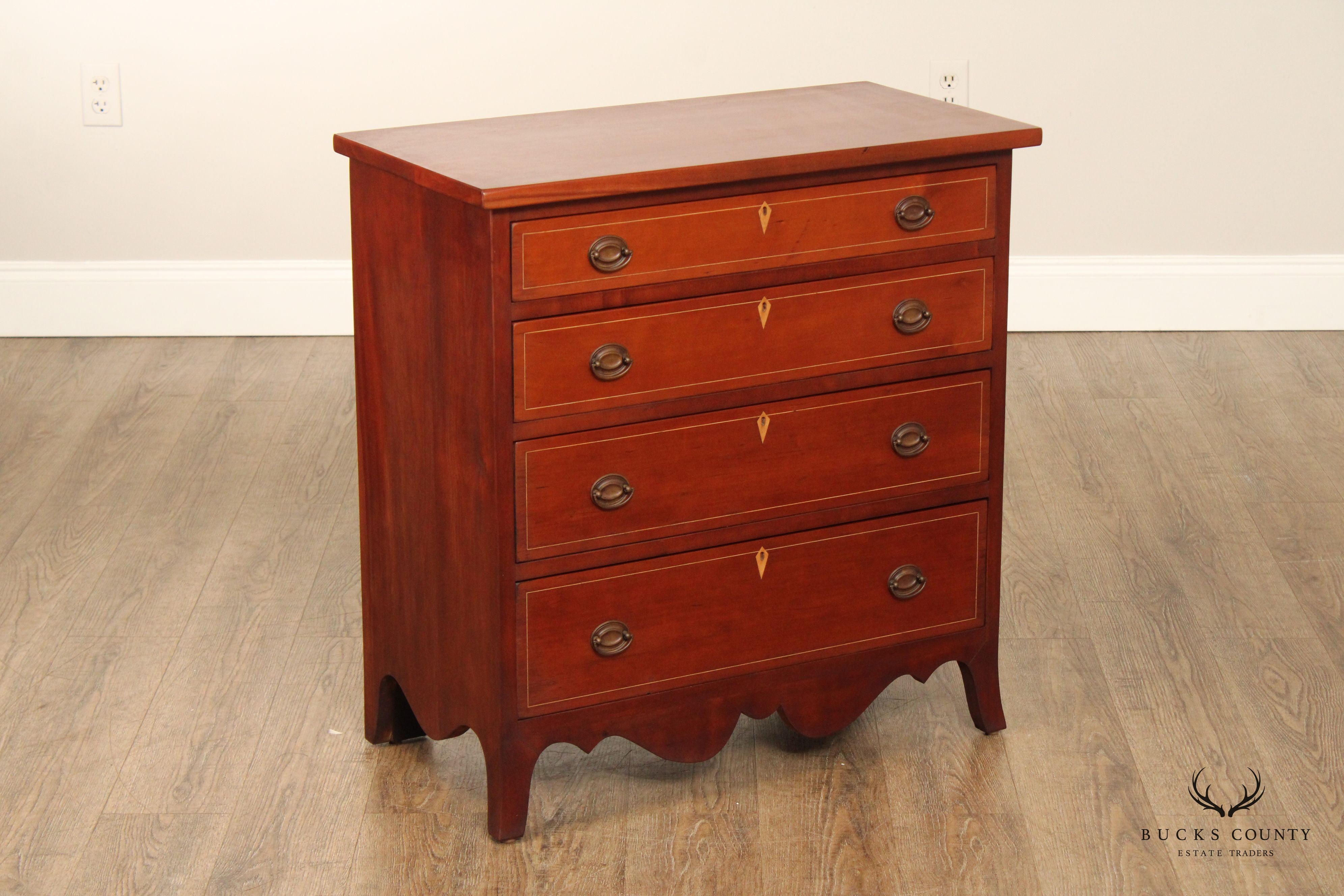 Hand Crafted Federal Style Inlaid Cherry Chest of Drawers