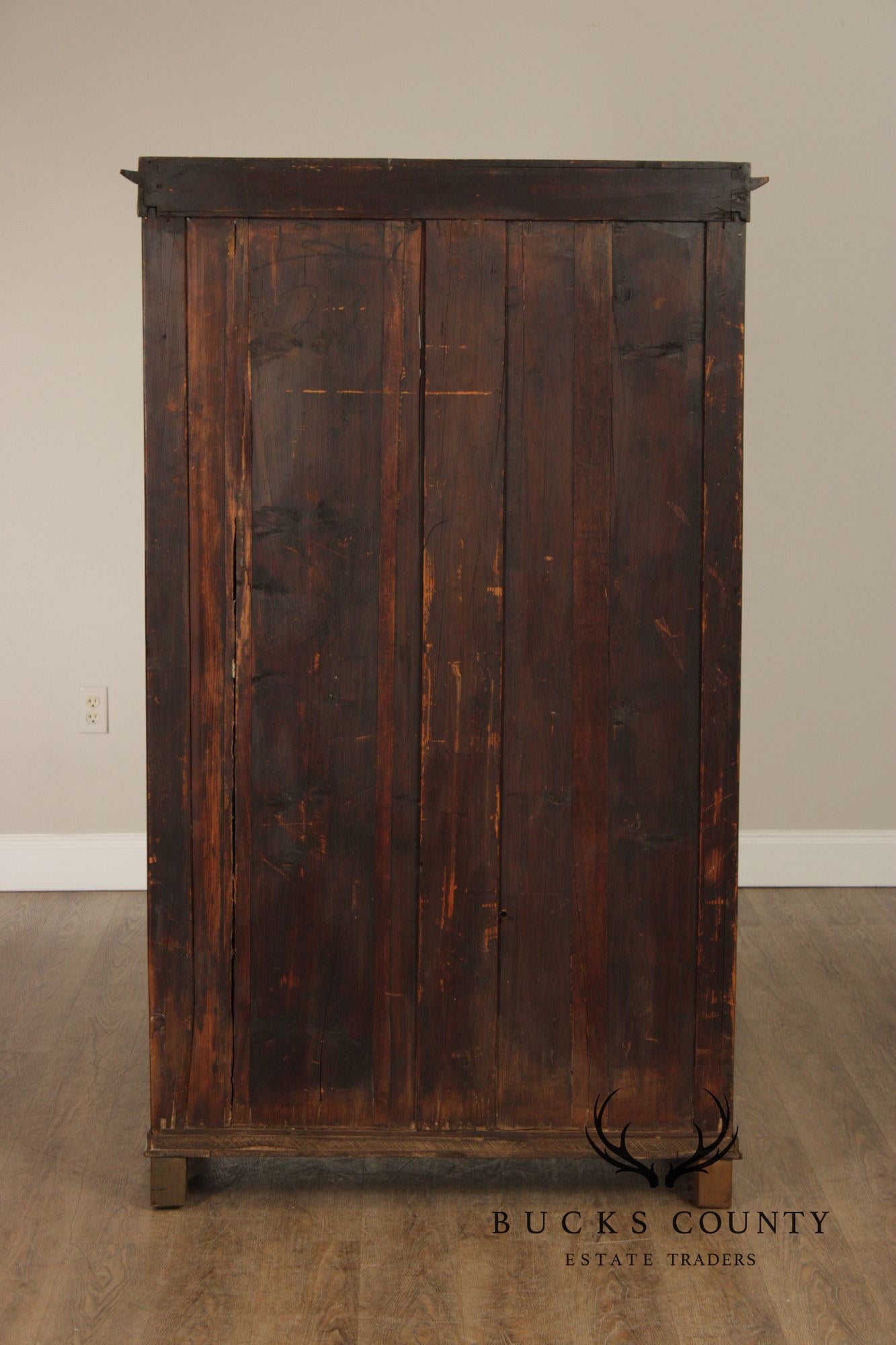 Antique Biedermeier Glass Door Walnut Bookcase