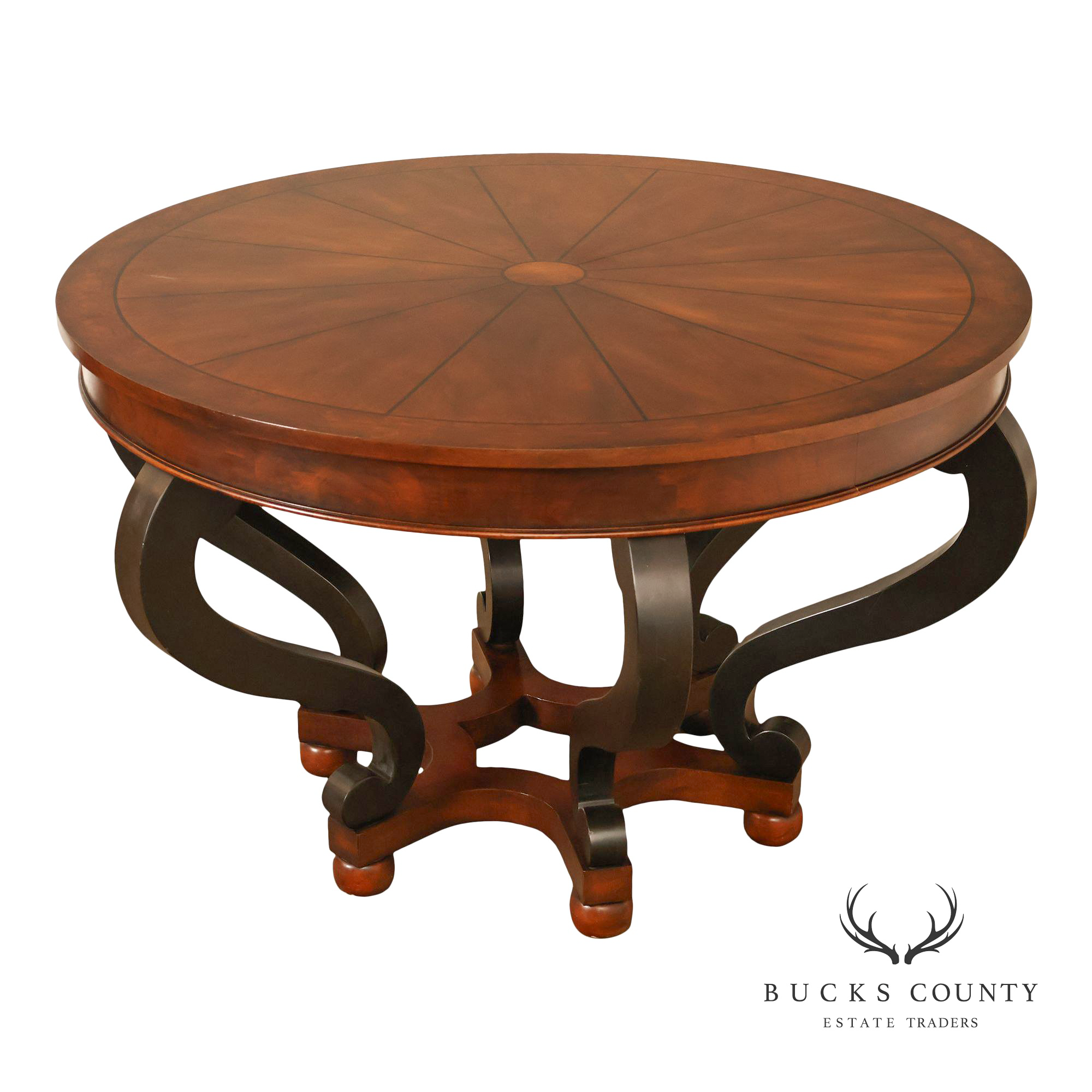 Henredon 48 Inch Round Inlaid Mahogany Center Table