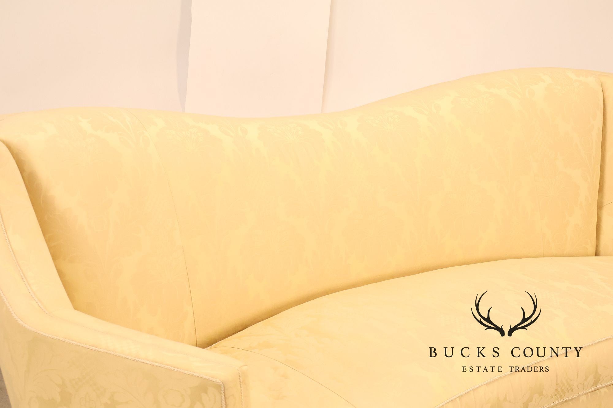 Councill Custom Damask Upholstered Curved Back Sofa