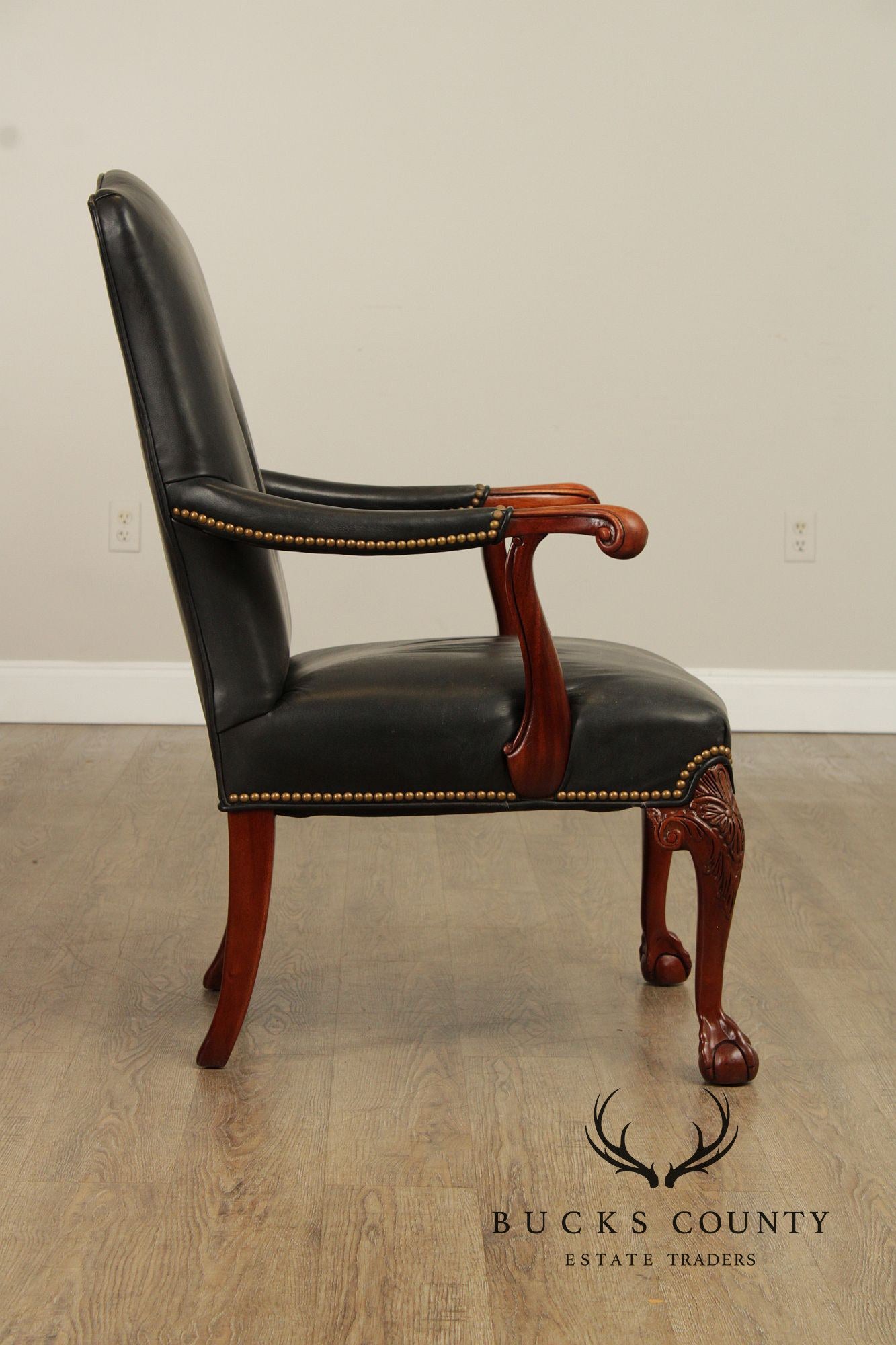 Hickory Chair Georgian Style Leather Library Armchair