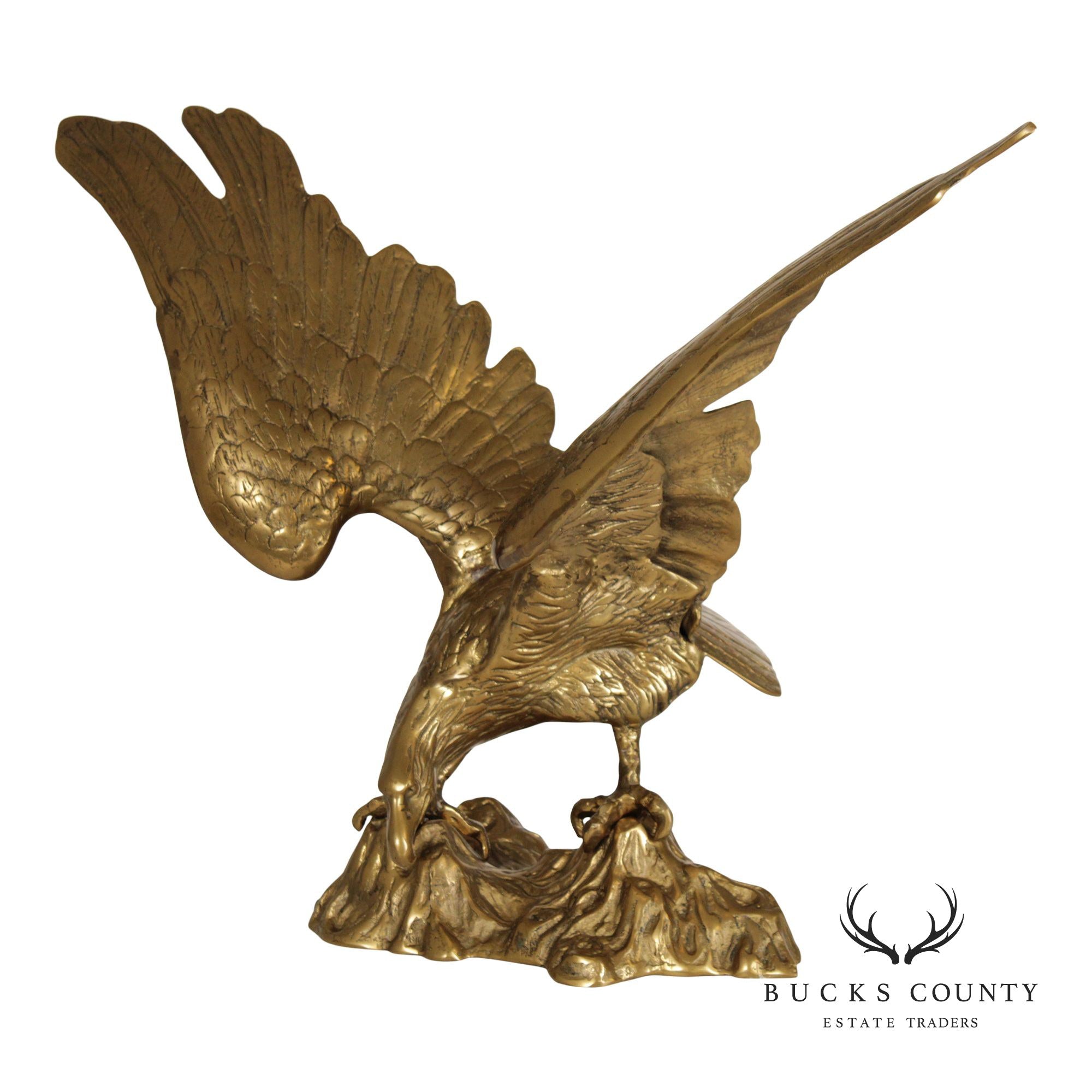 Large Vintage Brass Eagle Statue