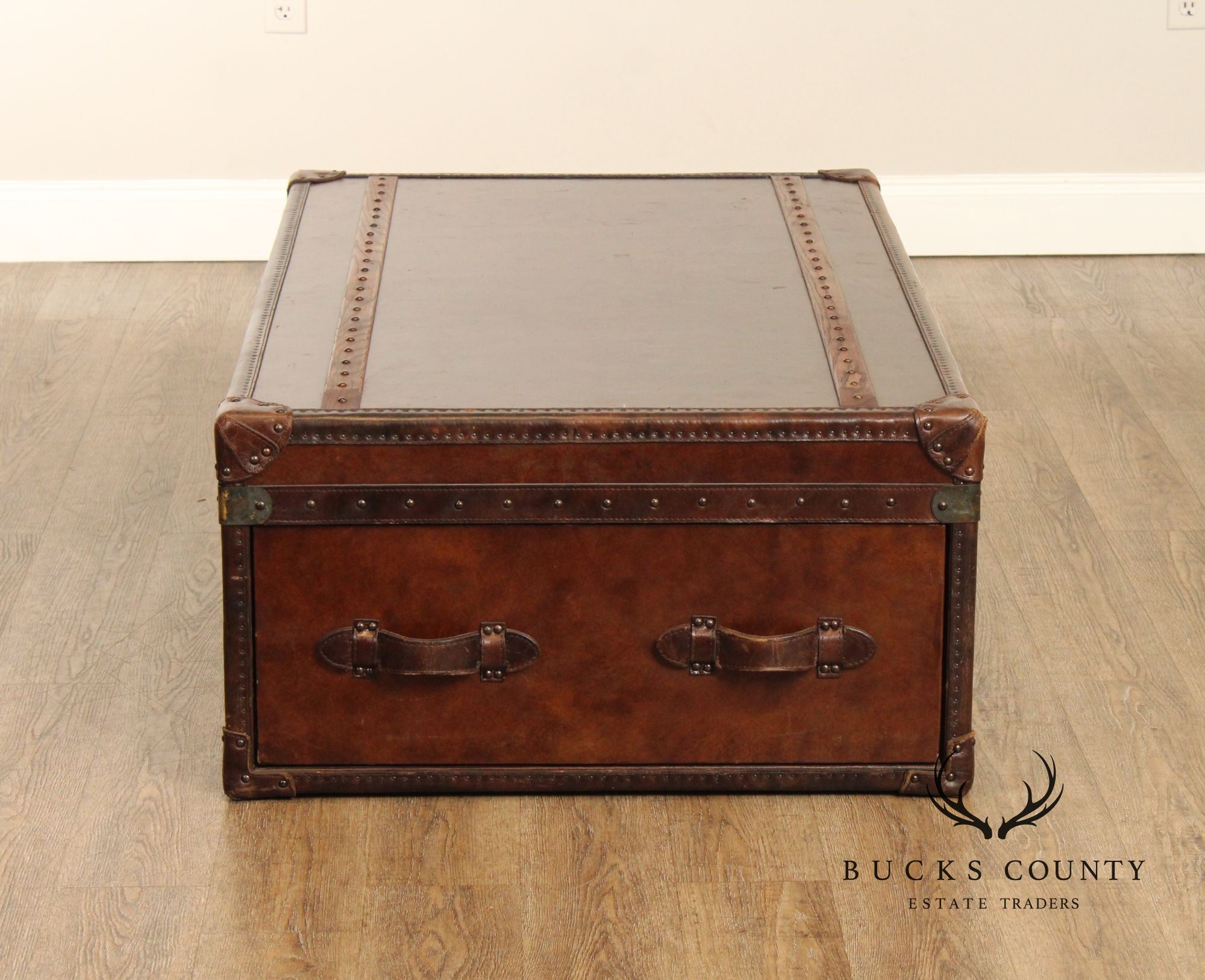 Restoration Hardware Leather Trunk Coffee Table With Drawers