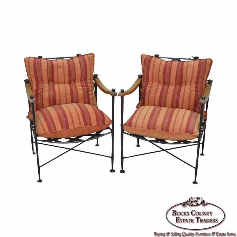 Hand Forged Steel Frame & Wood Frame Reclining Arm Chairs