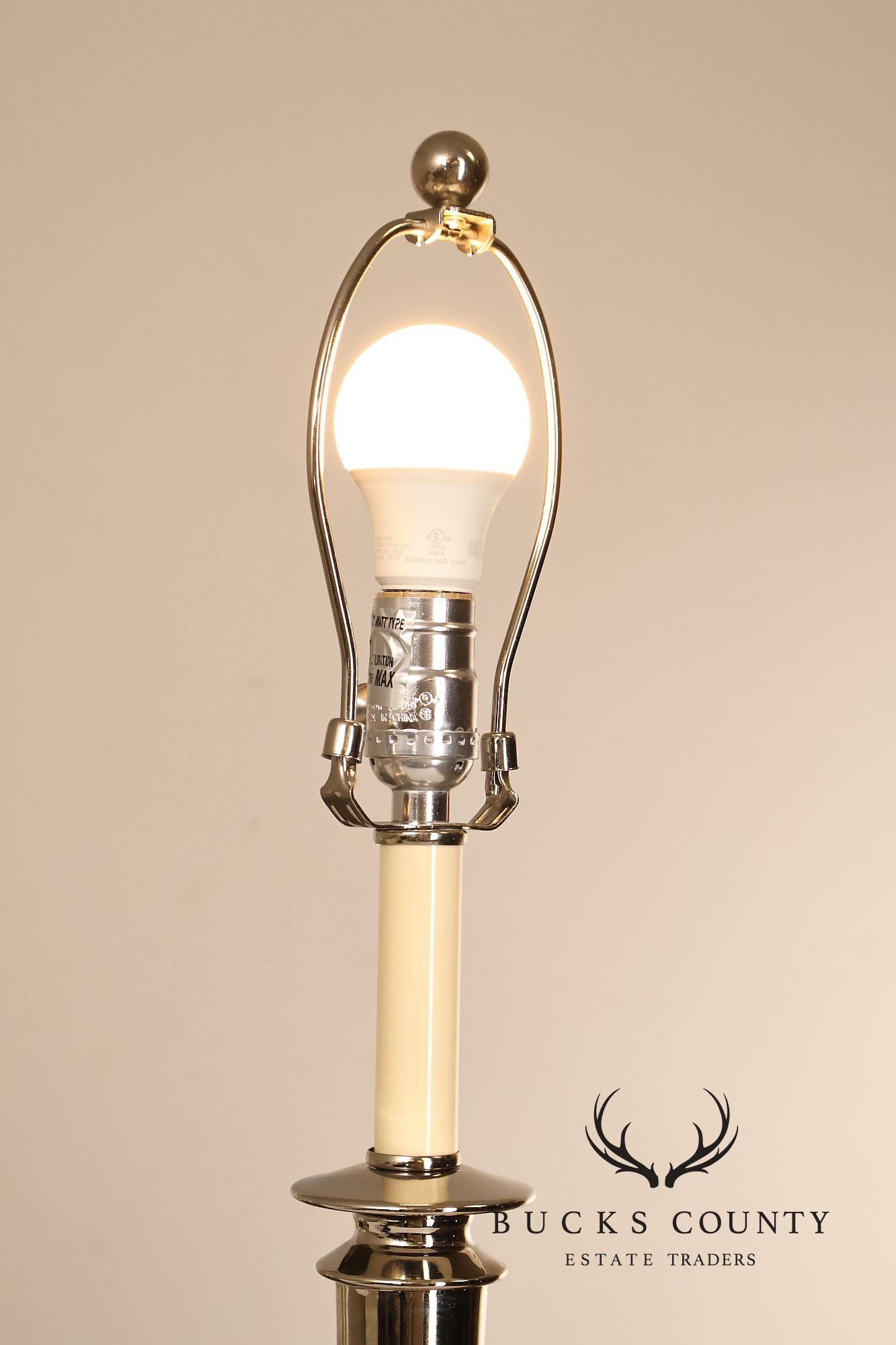 Ralph Lauren Pair of Chrome Candlestick Table Lamps