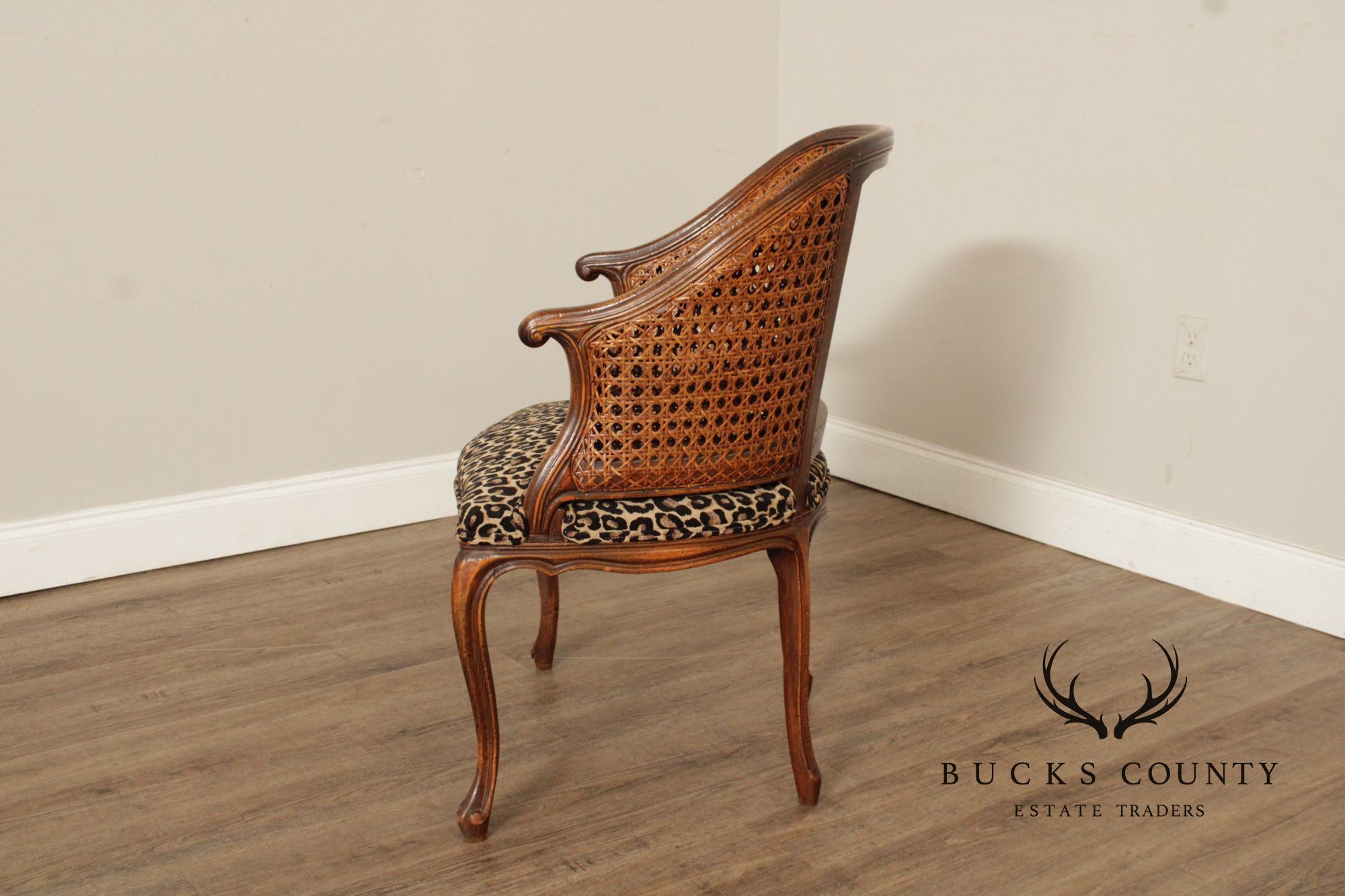 Italian Barrel Back Caned Armchair