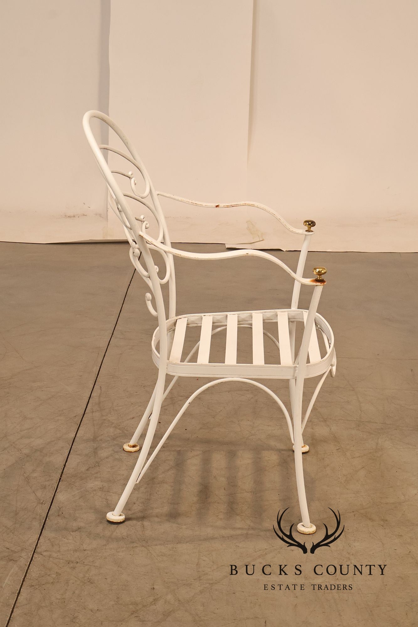 Woodard Pair of Wrought Iron Outdoor 'Ribcage' Armchairs