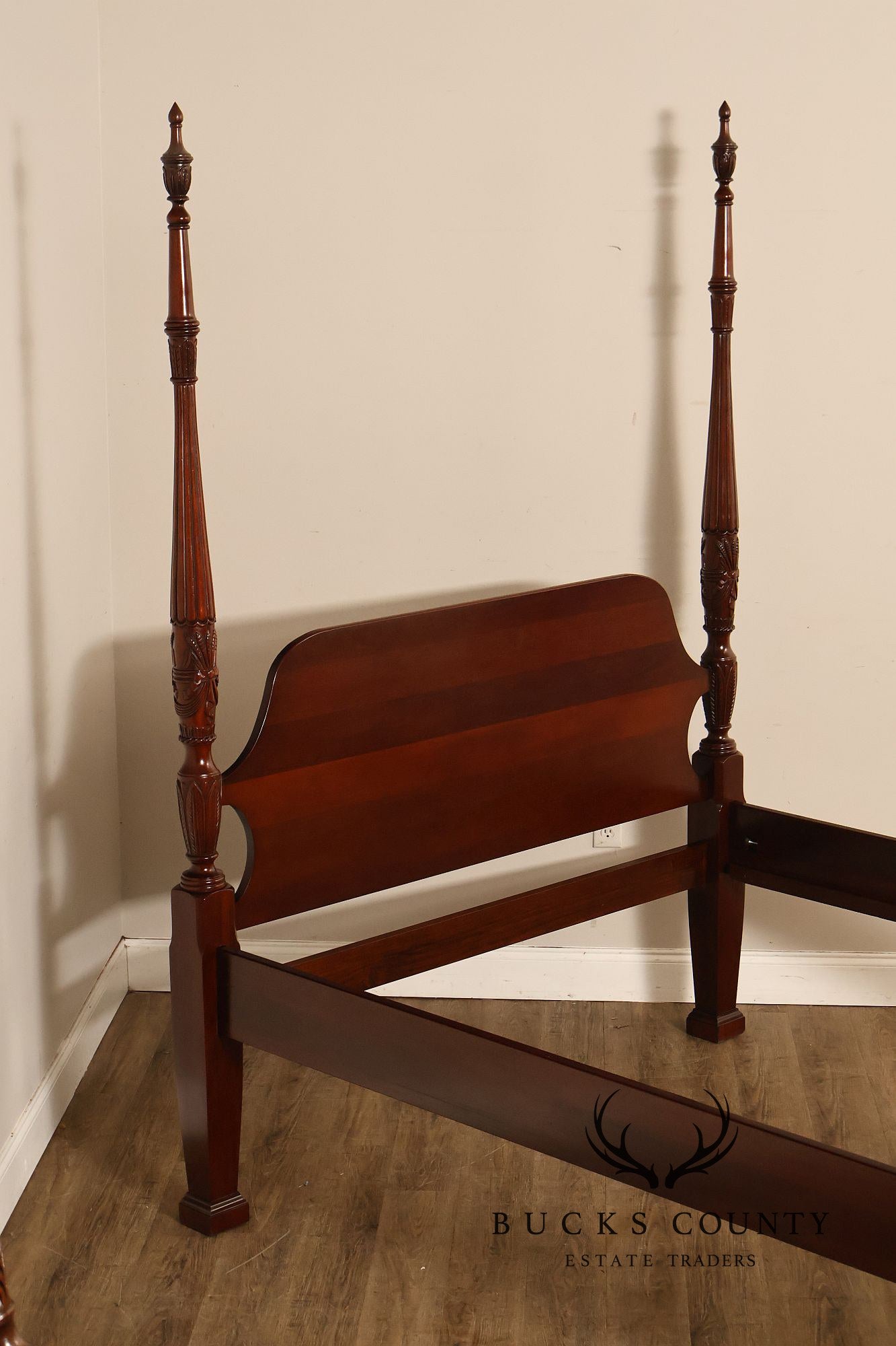 Lexington Queen Size Solid Mahogany Rice Carved Poster Bed