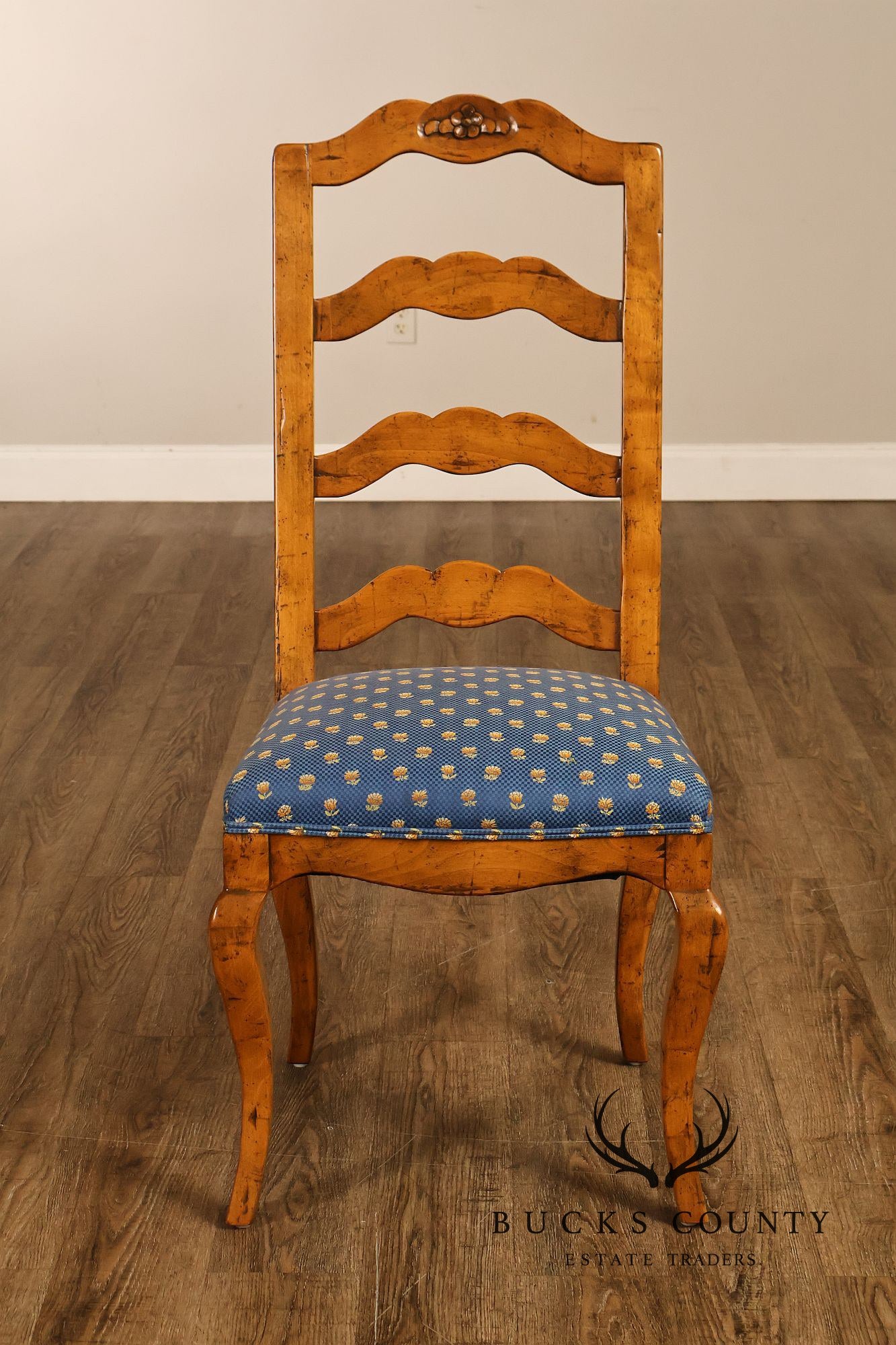 Guy Chaddock Basque Hickory Set Of Eight French Country Ladder Back Dining Chairs
