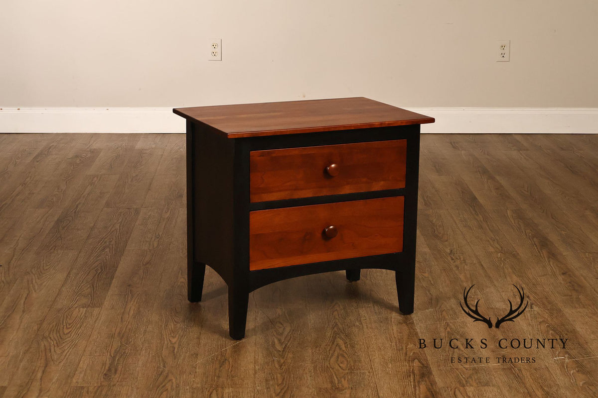 Ethan Allen American Impressions Pair Of Two-Tone Cherry Two Drawer Nightstands