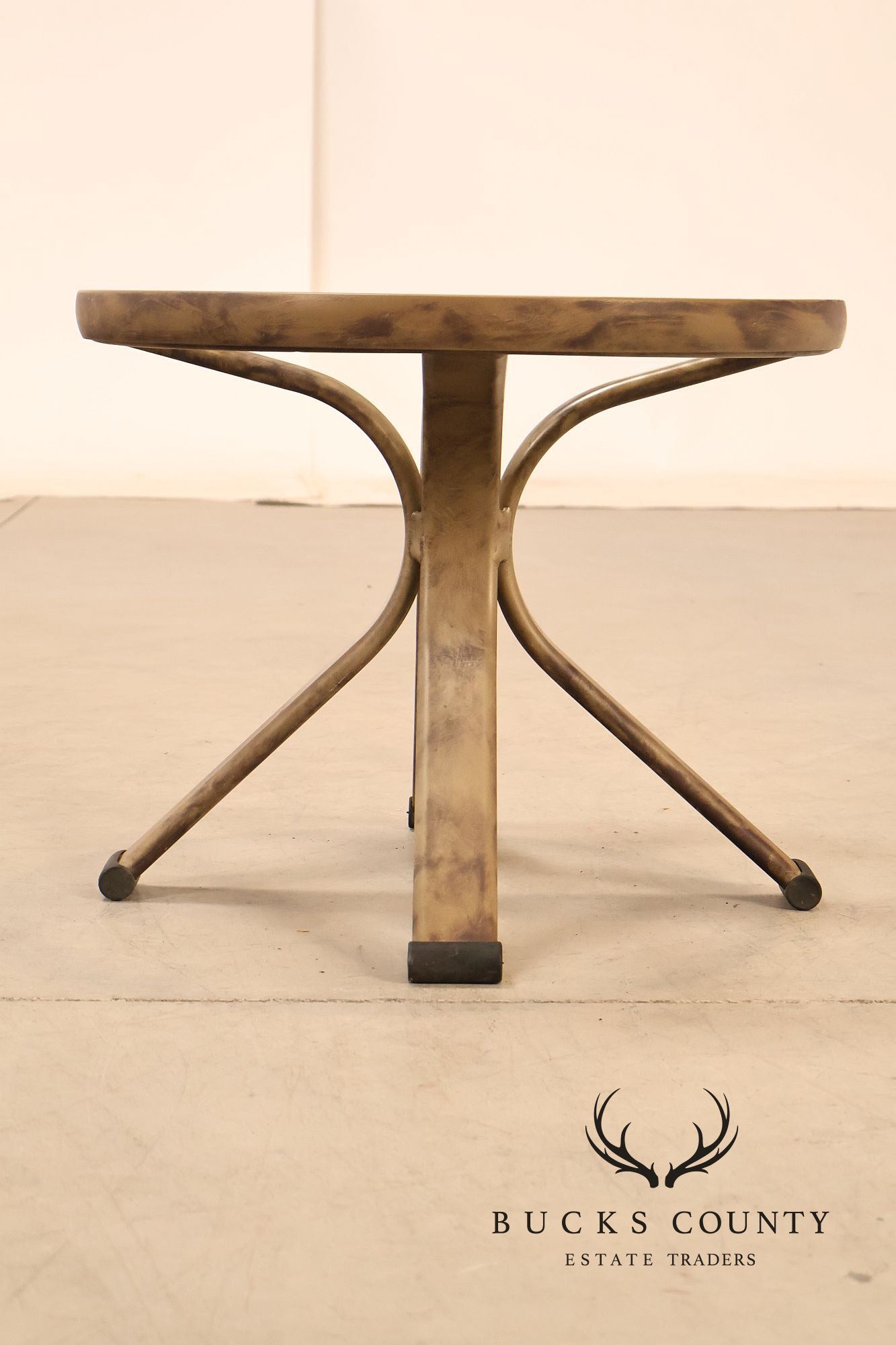 Brown Jordan Pair of Outdoor Round Glass Top Side Tables