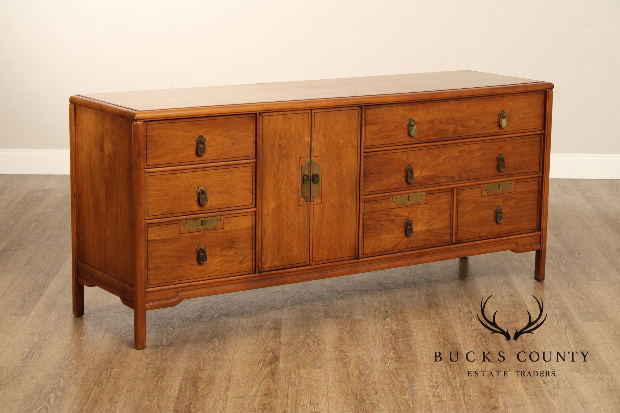 Imperial Furniture Asian Inspired Mid Century Walnut Triple Chest