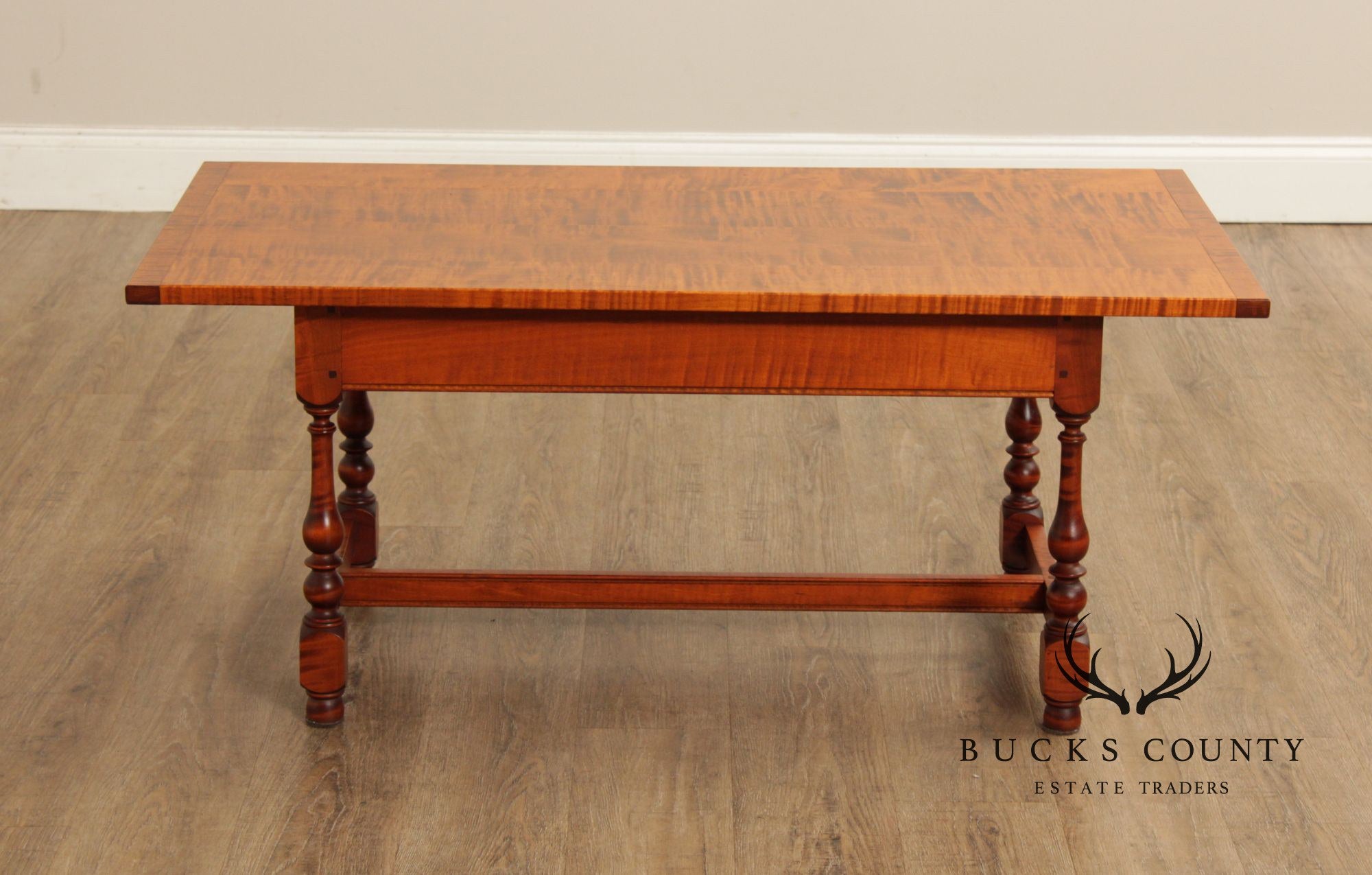 Farmhouse Style Tiger Maple Trestle Coffee Table