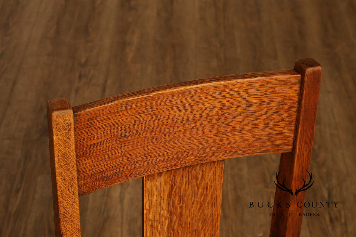 Antique Michigan Chair Company Arts And Crafts Oak Set Of Four Dining Chairs