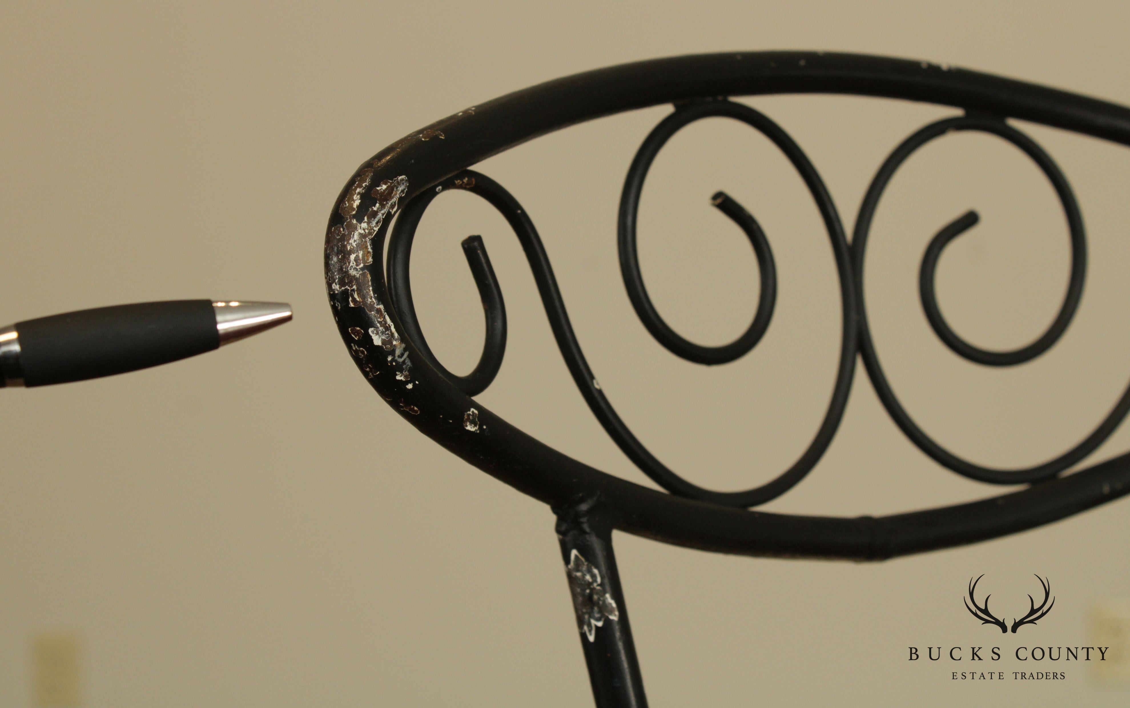 Mid Century Modern Pair Wrought Iron Barstools