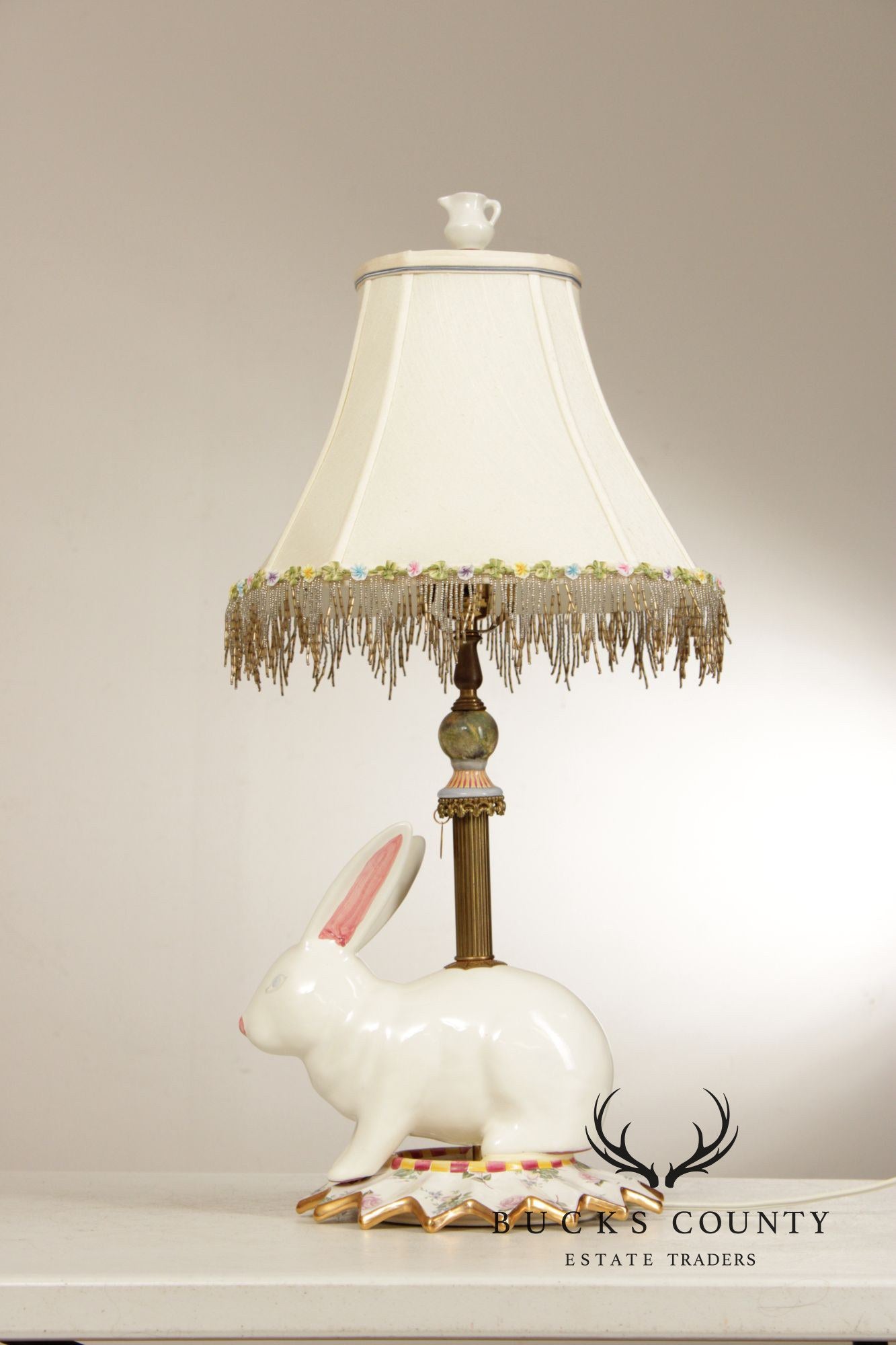 Makenzie Childs Porcelain Bunny Lamp