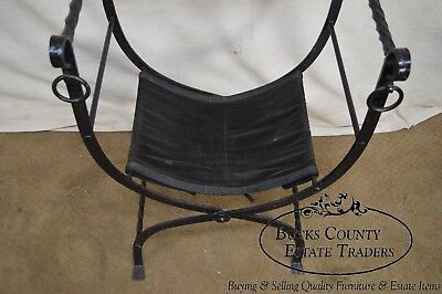 Antique Wrought Iron Savonarola X Form Arm Chair