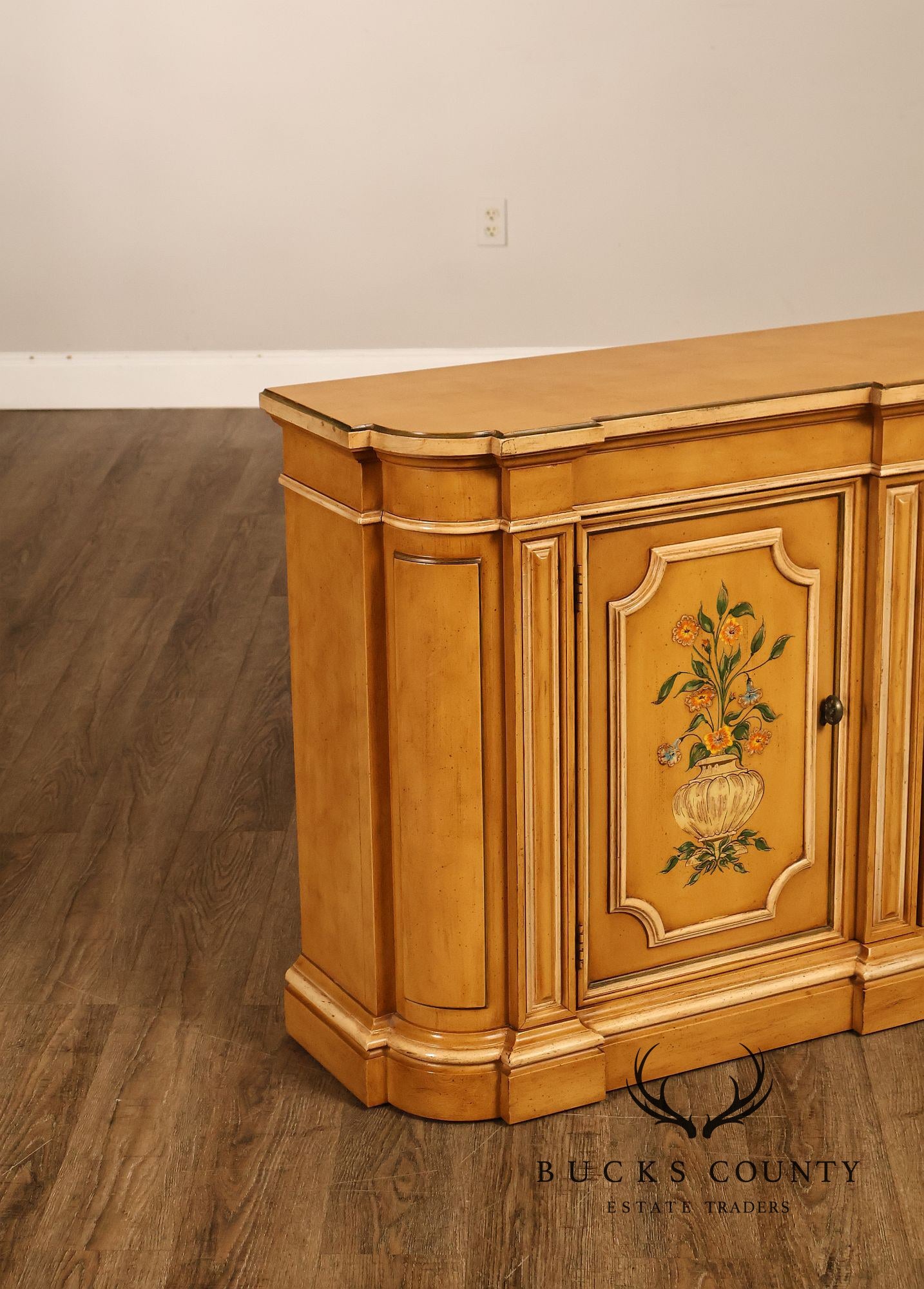 Italian Style Floral Painted Two-Door Sideboard