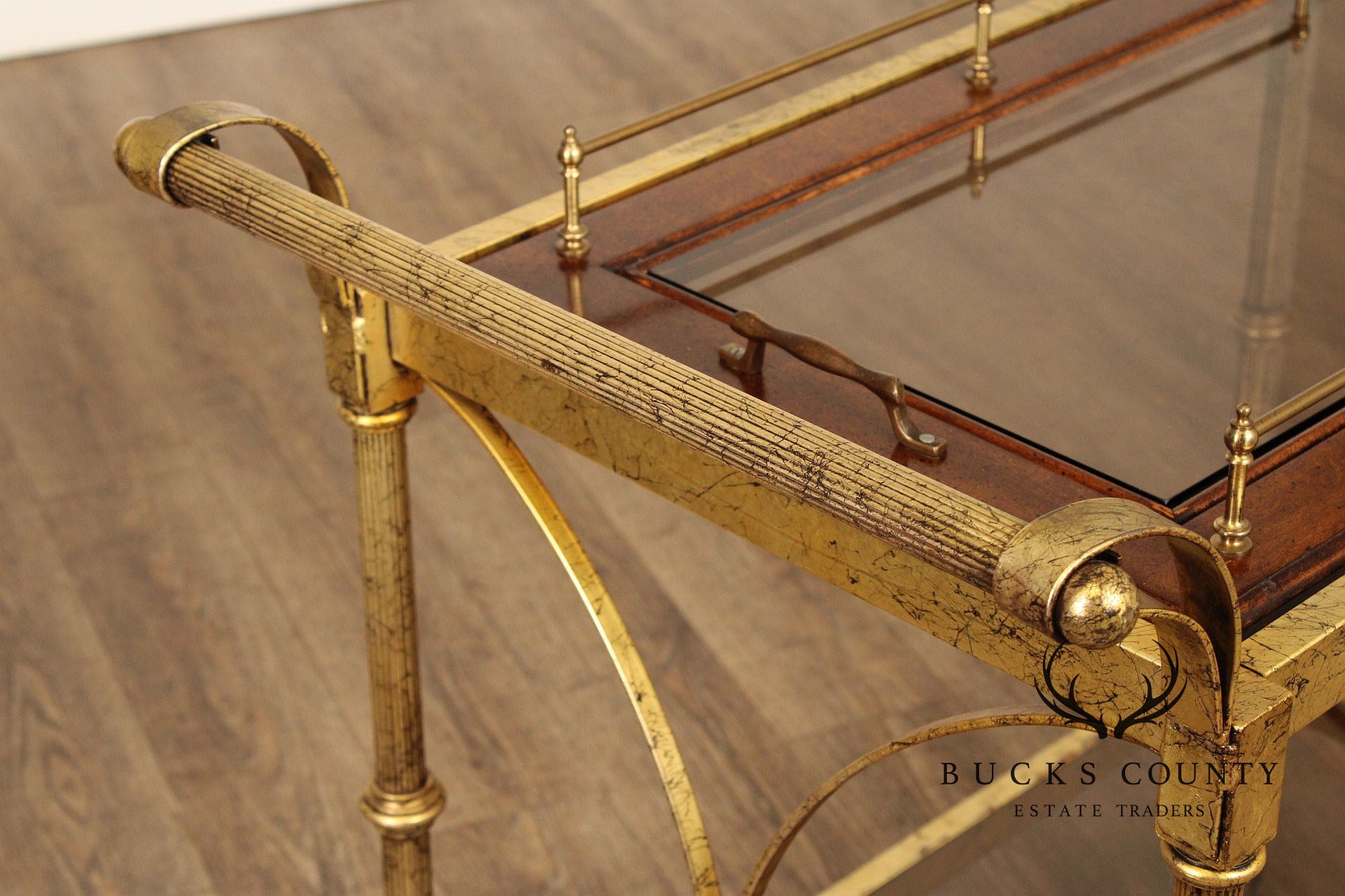 Hollywood Regency Vintage Gold Tray-Top Bar Cart