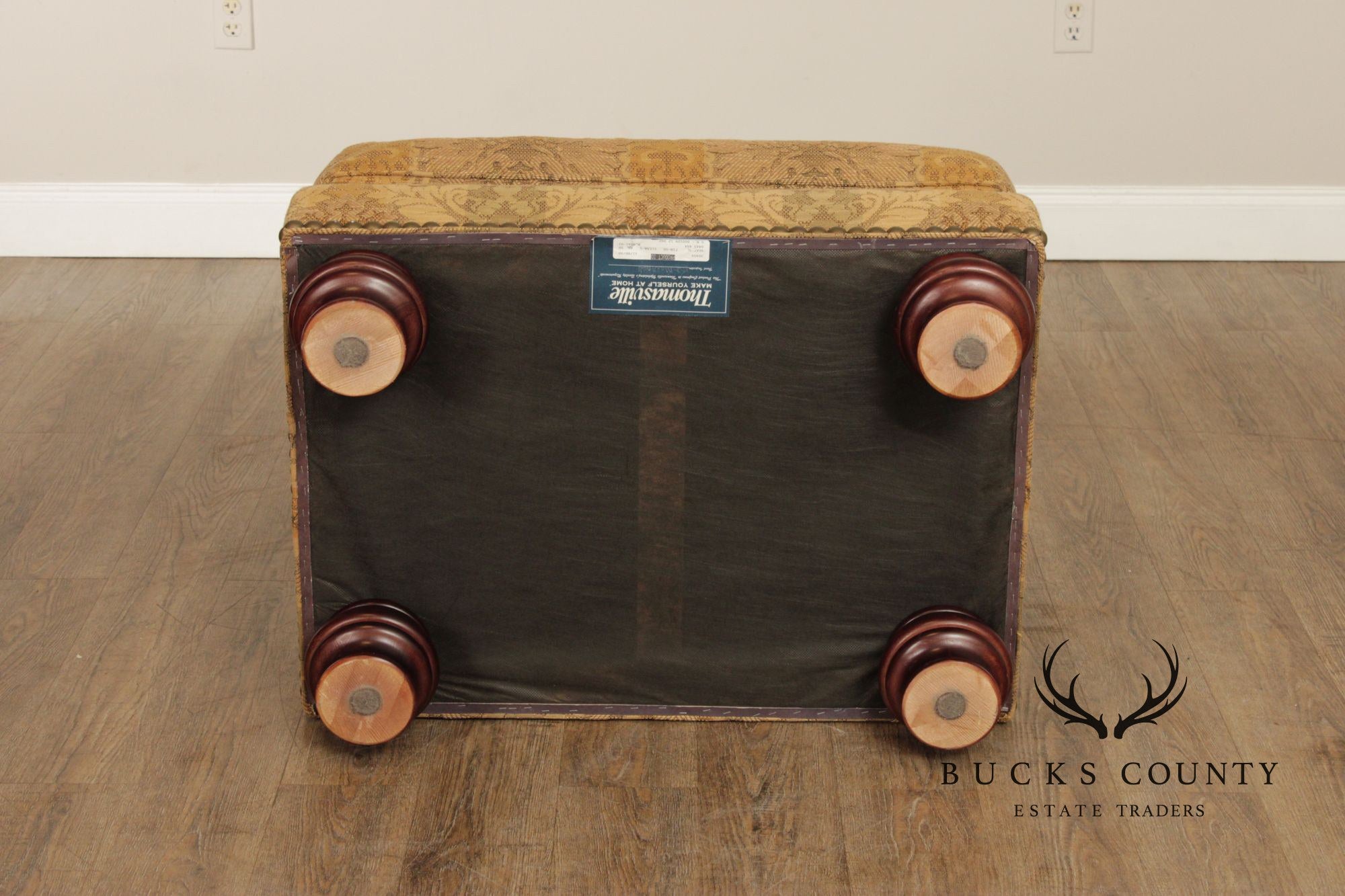 Thomasville Traditional Style Pair of Upholstered Ottomans