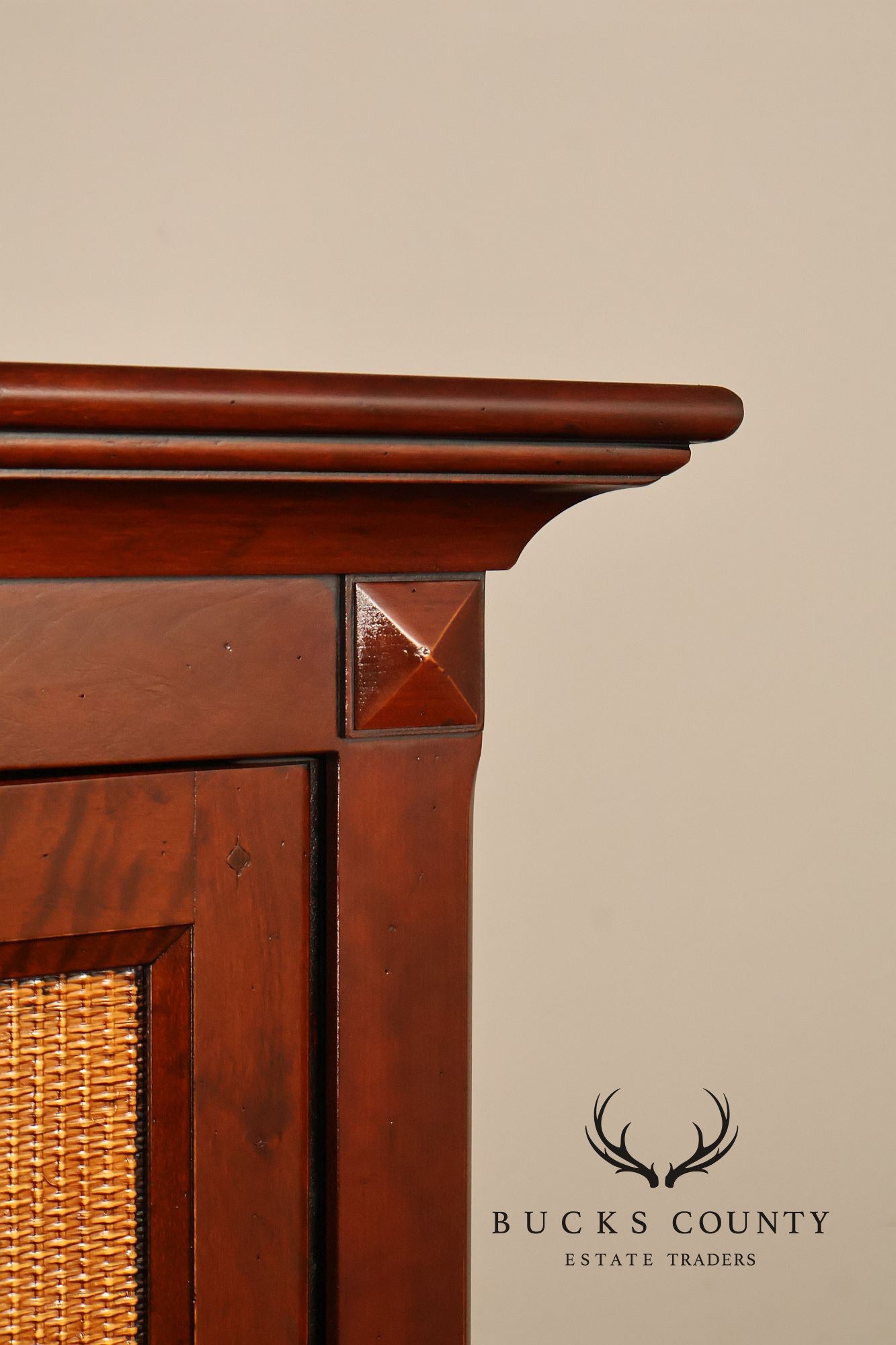 Grange French Louis Philippe Cherry Cane Door Armoire Cabinet