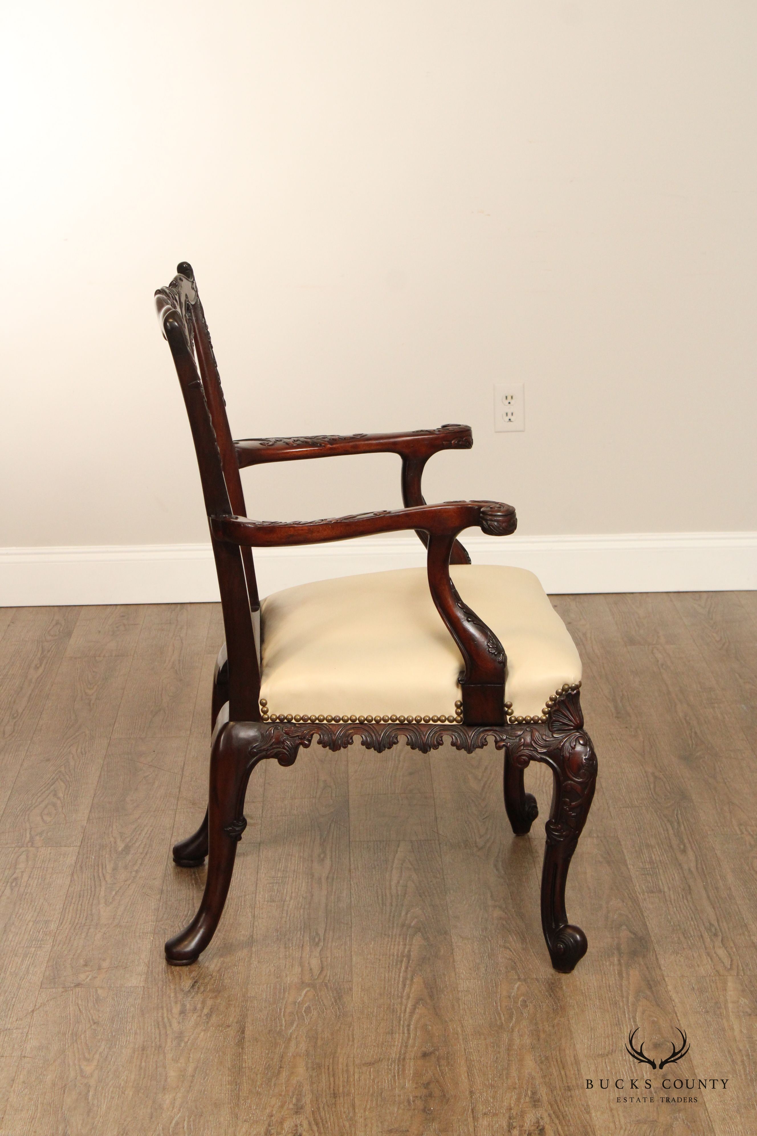 Antique Georgian Style Carved Mahogany  Armchair