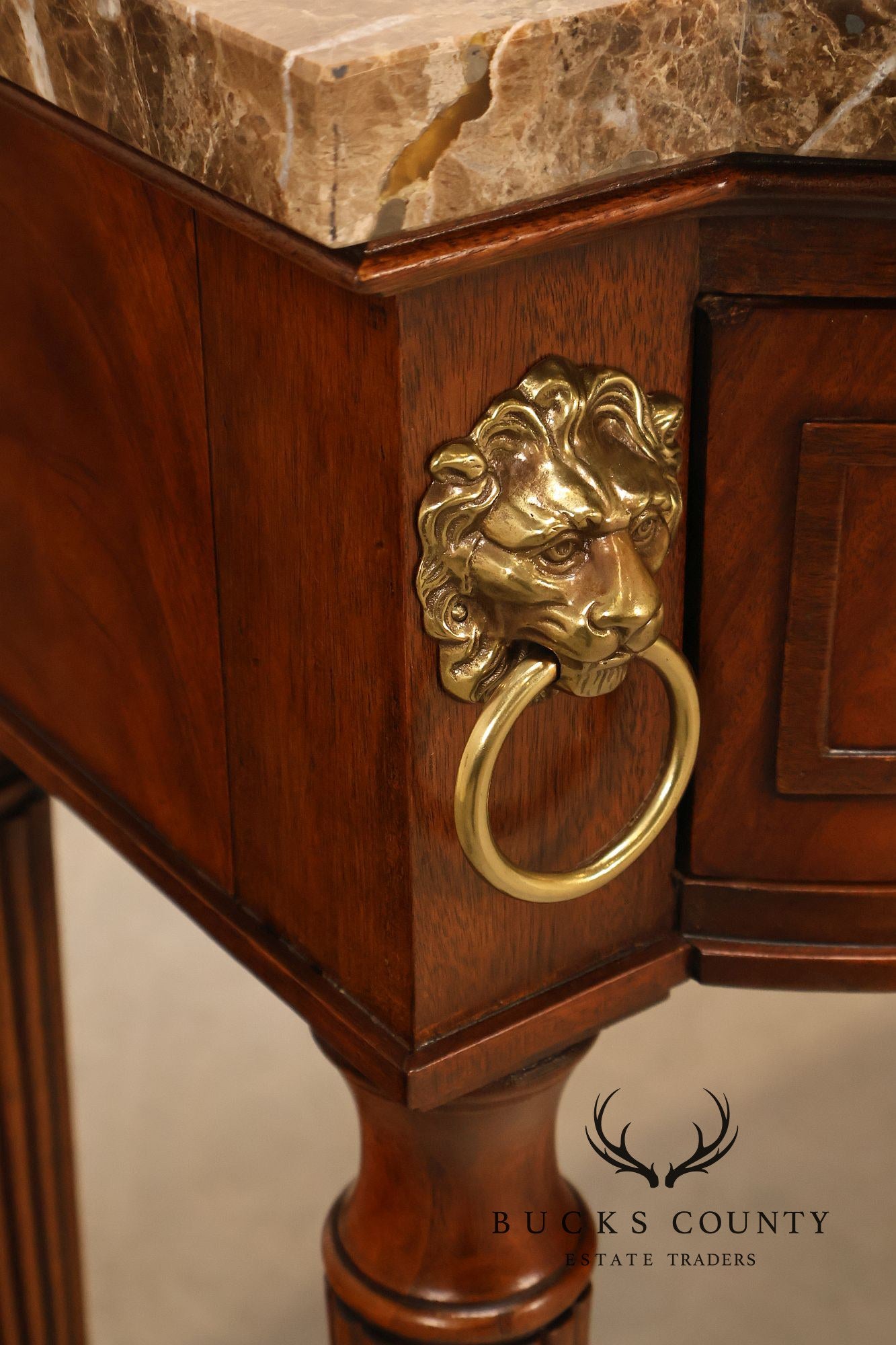 Henredon Historic Natchez Collection Regency Style Mahogany Marble Top Console Table