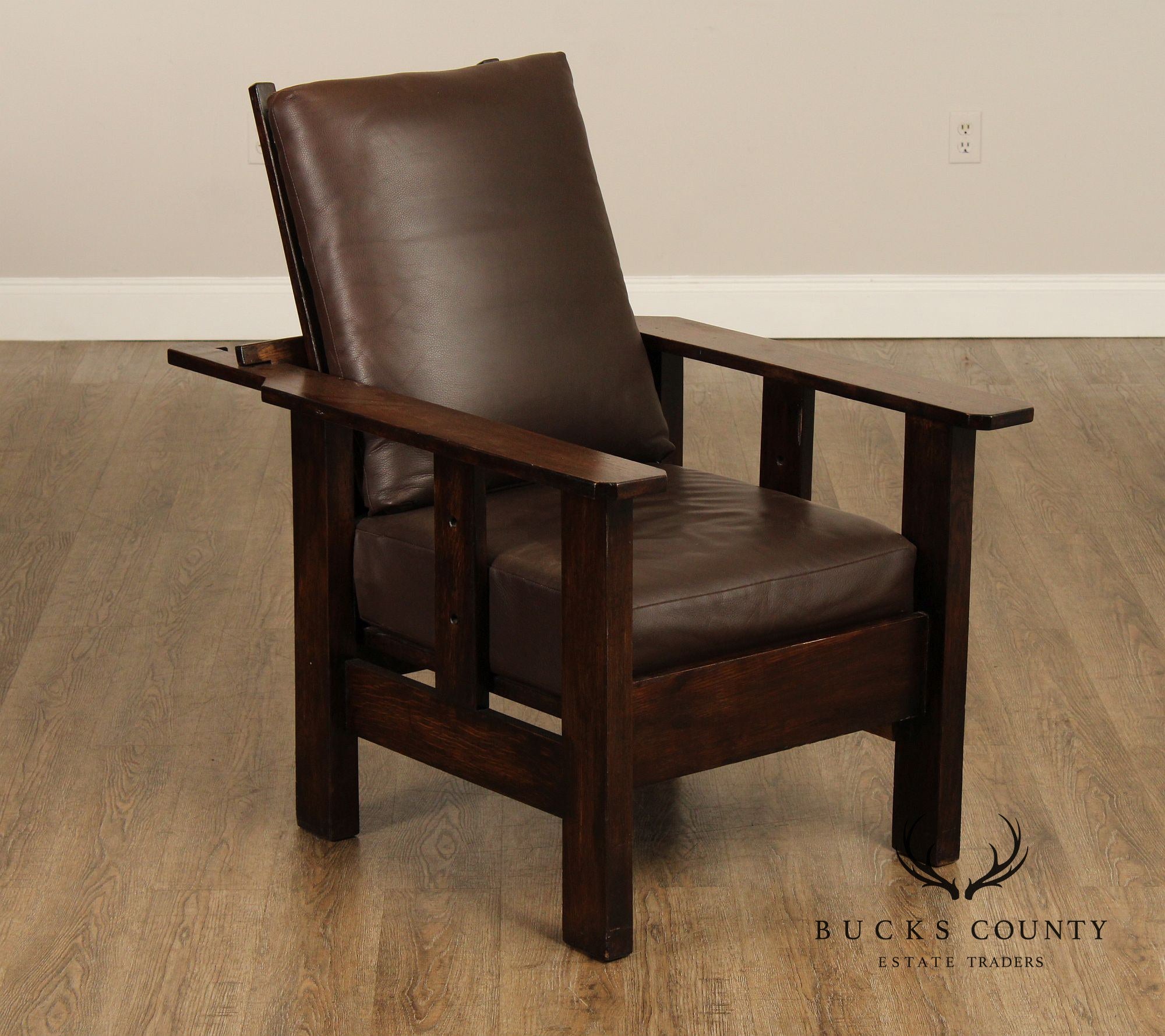 Antique Mission Oak and Leather Morris Chair