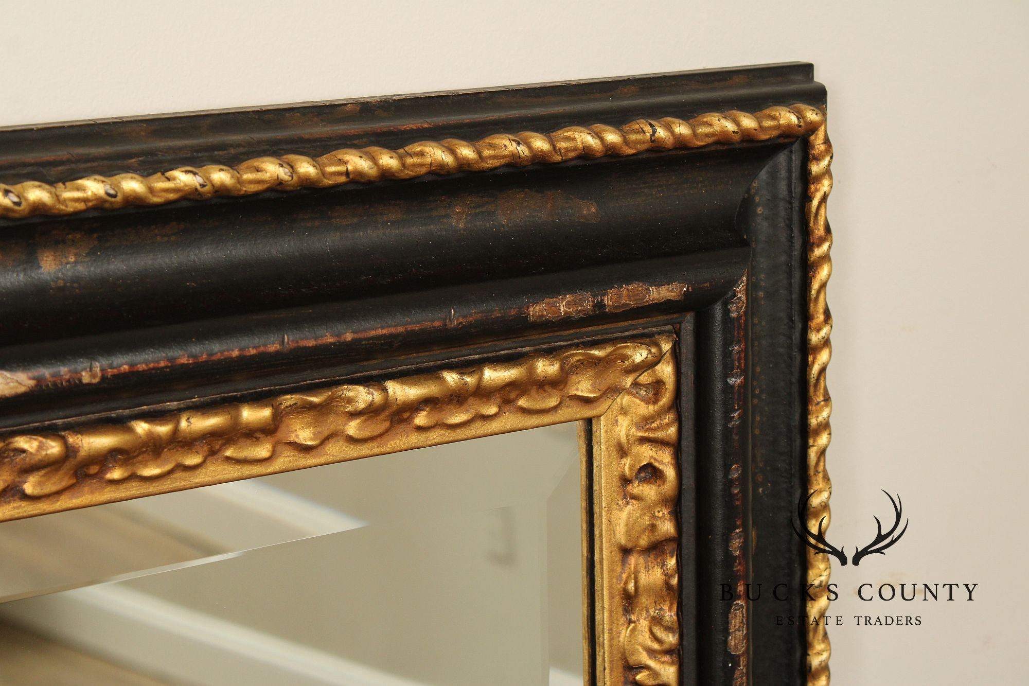 La Marche Ebonized and Partial Gilt Wall Mirror