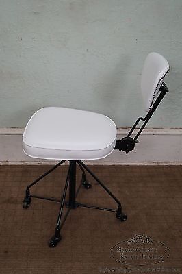 NK Verkstader Nykoping Sweden Mid Century Modern Metal Leather Swivel Desk Chair