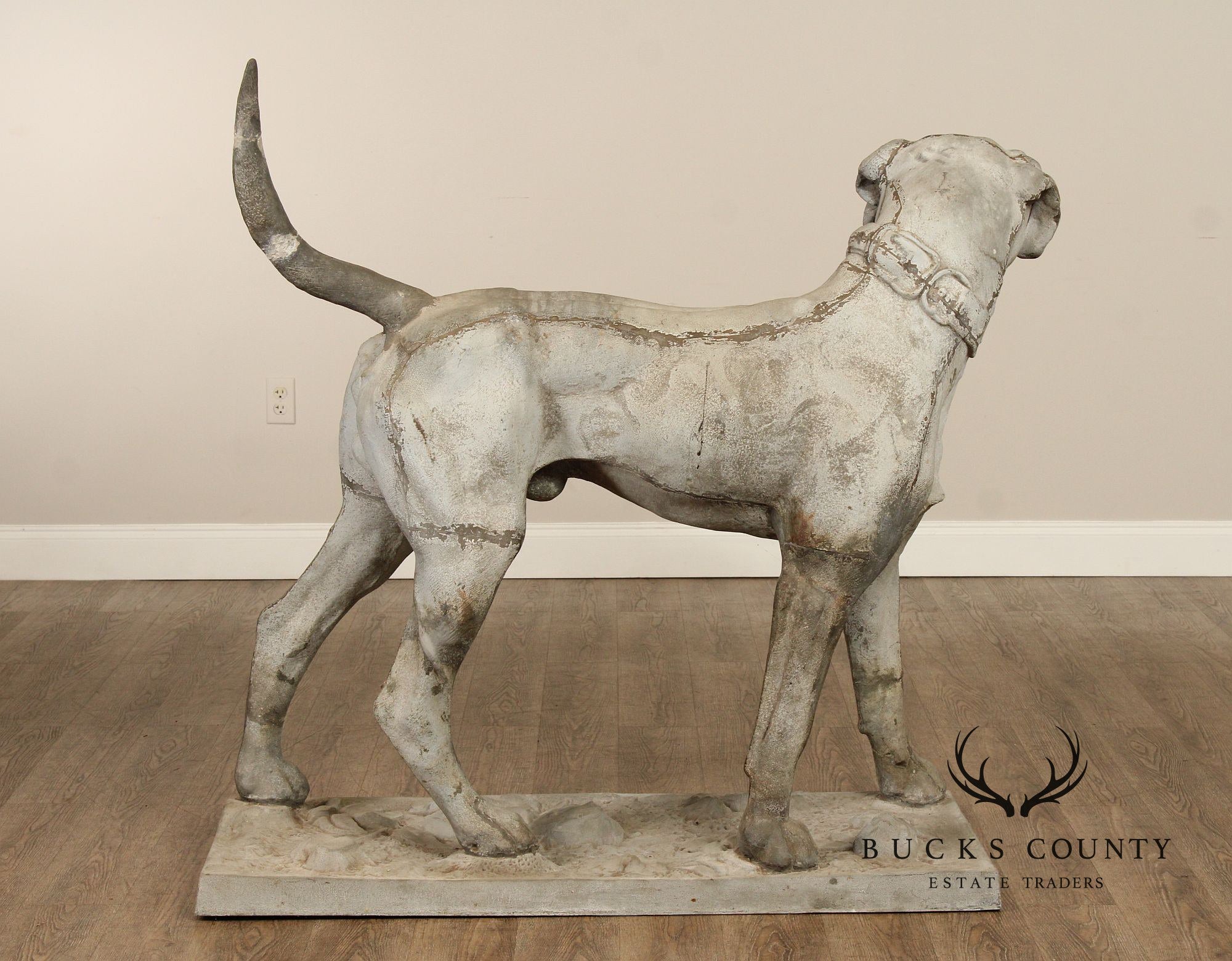 Antique J.W. Fiske Zinc Morley's Dog Statue