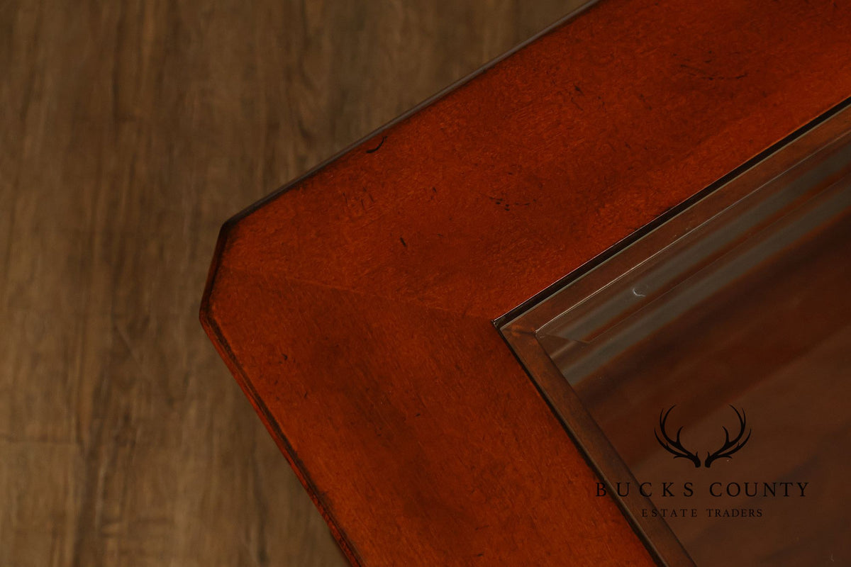 Traditional Cherry Finish Glass Display End Table