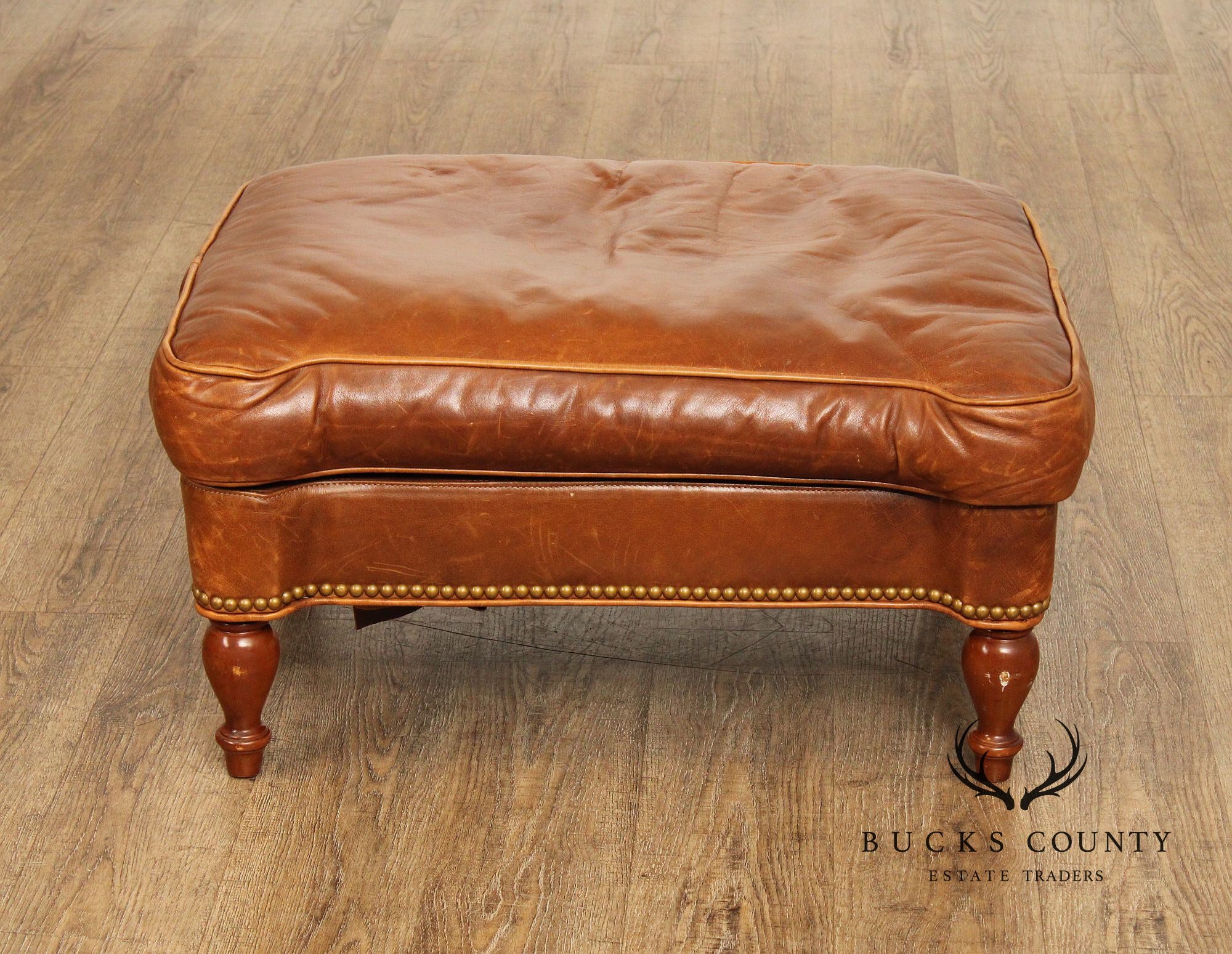 Hancock & Moore English Traditional Style Leather Ottoman