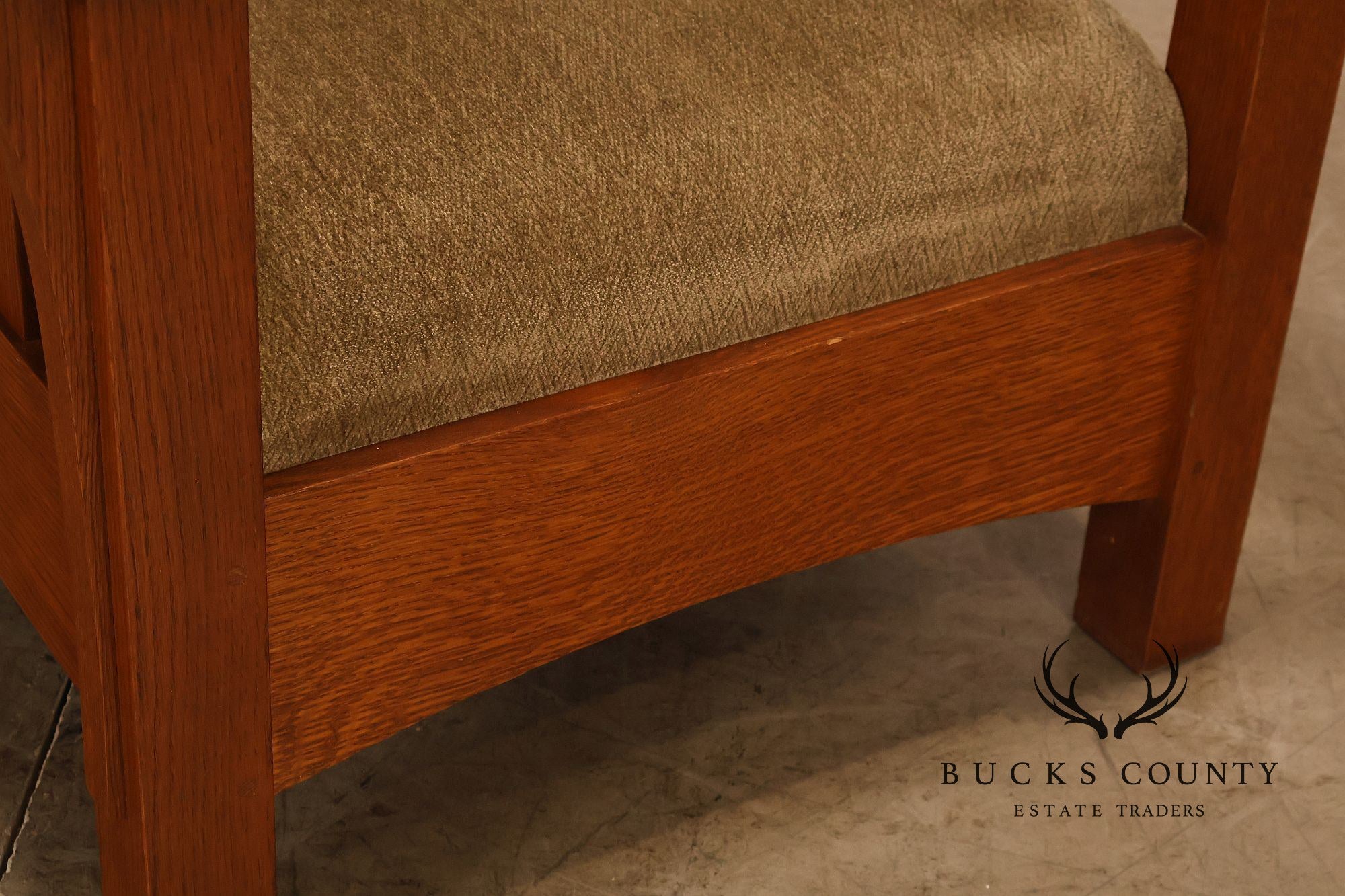 Stickley Mission Collection Oak And Custom Upholstery Bow Arm Morris Chair
