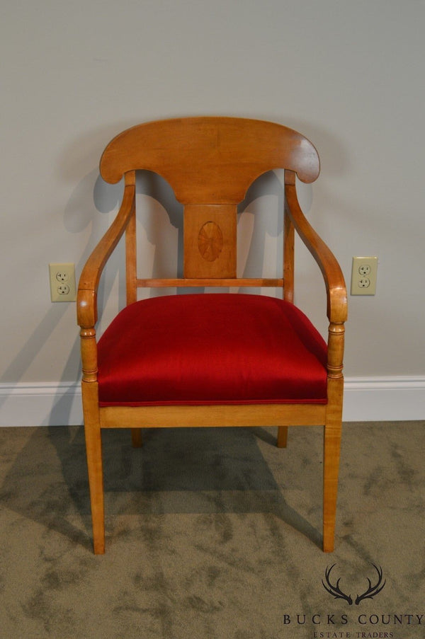Biedermeier Style Vintage Inlaid Maple Arm Chair