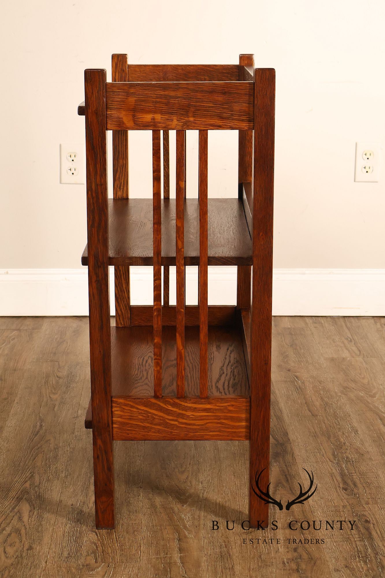 Antique Stickley Brothers Mission Oak Magazine Stand Bookcase
