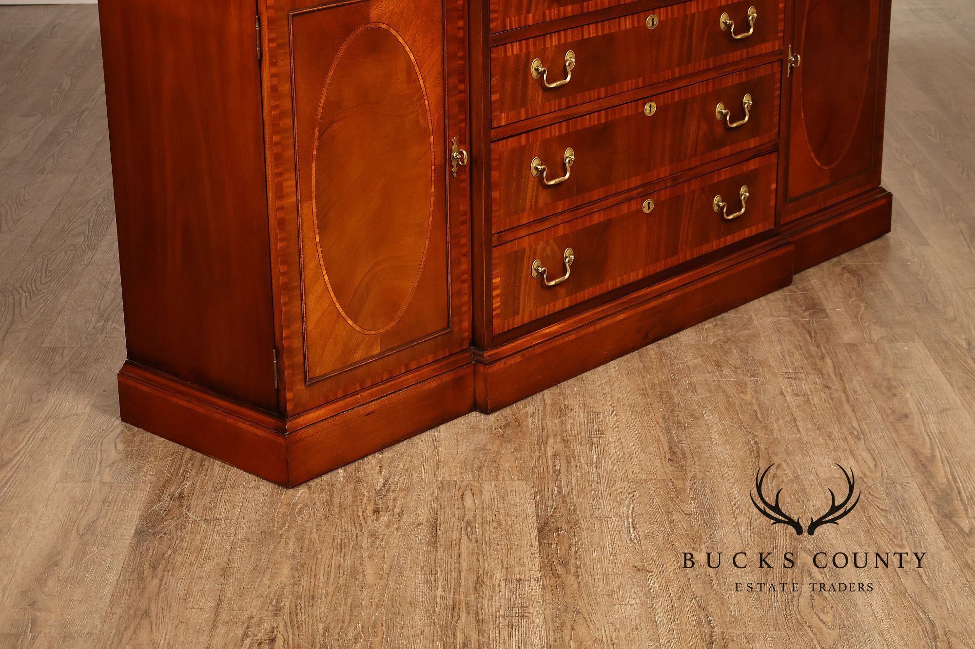 Hickory Chair Banded Mahogany Breakfront China Cabinet