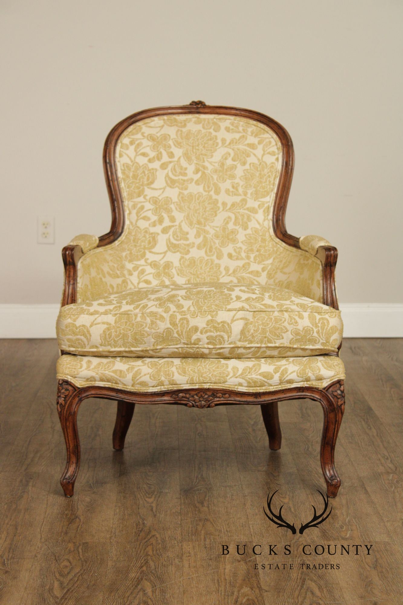 Henredon French Louis XV Style Vintage Pair of Fauteuil Armchairs