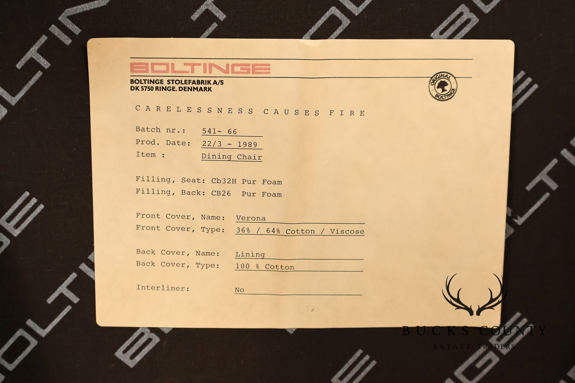 Boltinge Stolefabrik A/S Danish Modern Set Of Six Upholstered Dining Chairs