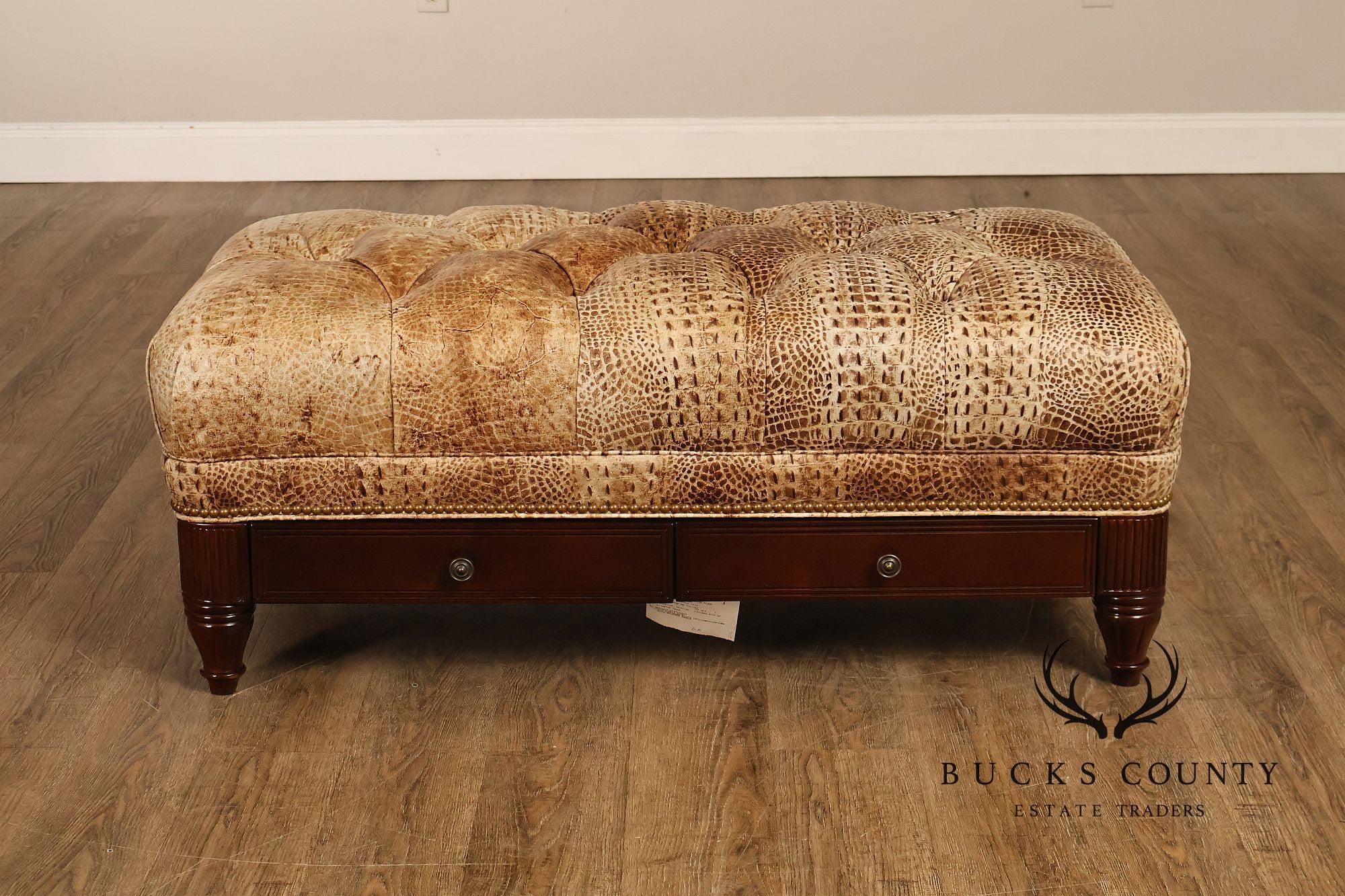 Hancock & Moore Tufted Leather "Robinson" Storage Ottoman