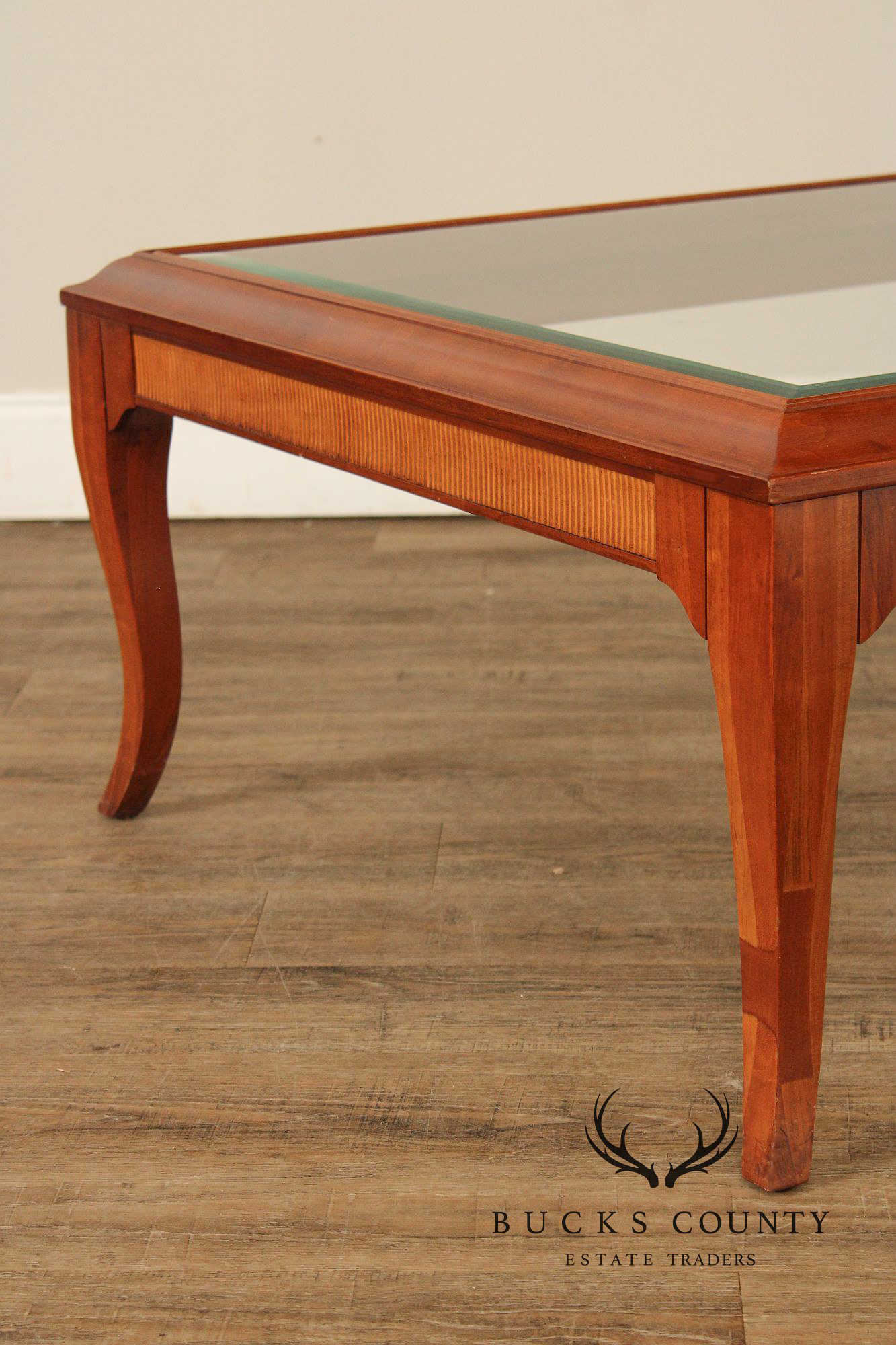 Lane Furniture Glass Top Cherry Coffee Table
