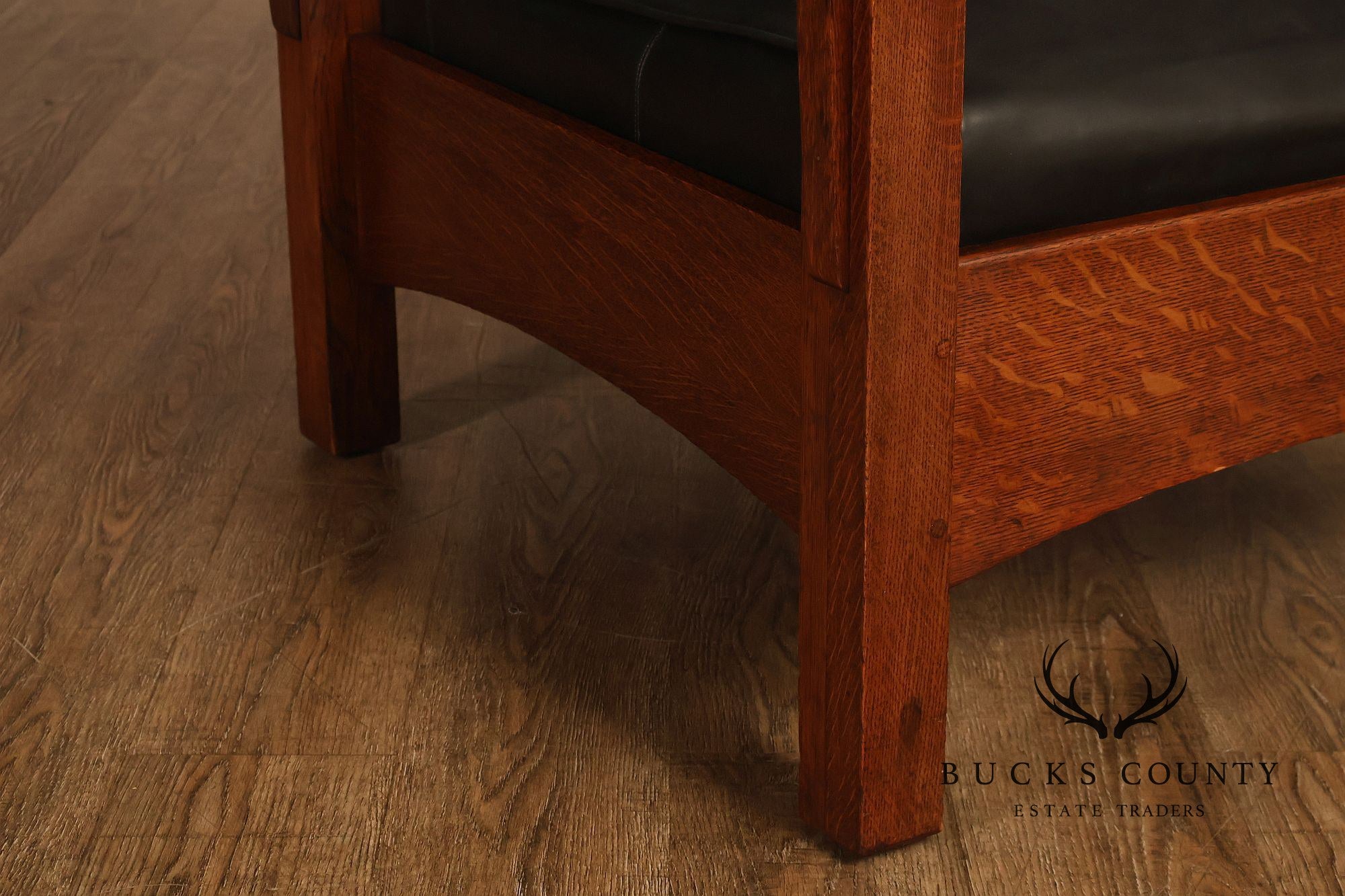 Antique Limbert Arts And Crafts Oak Morris Chair With Leather Cushions