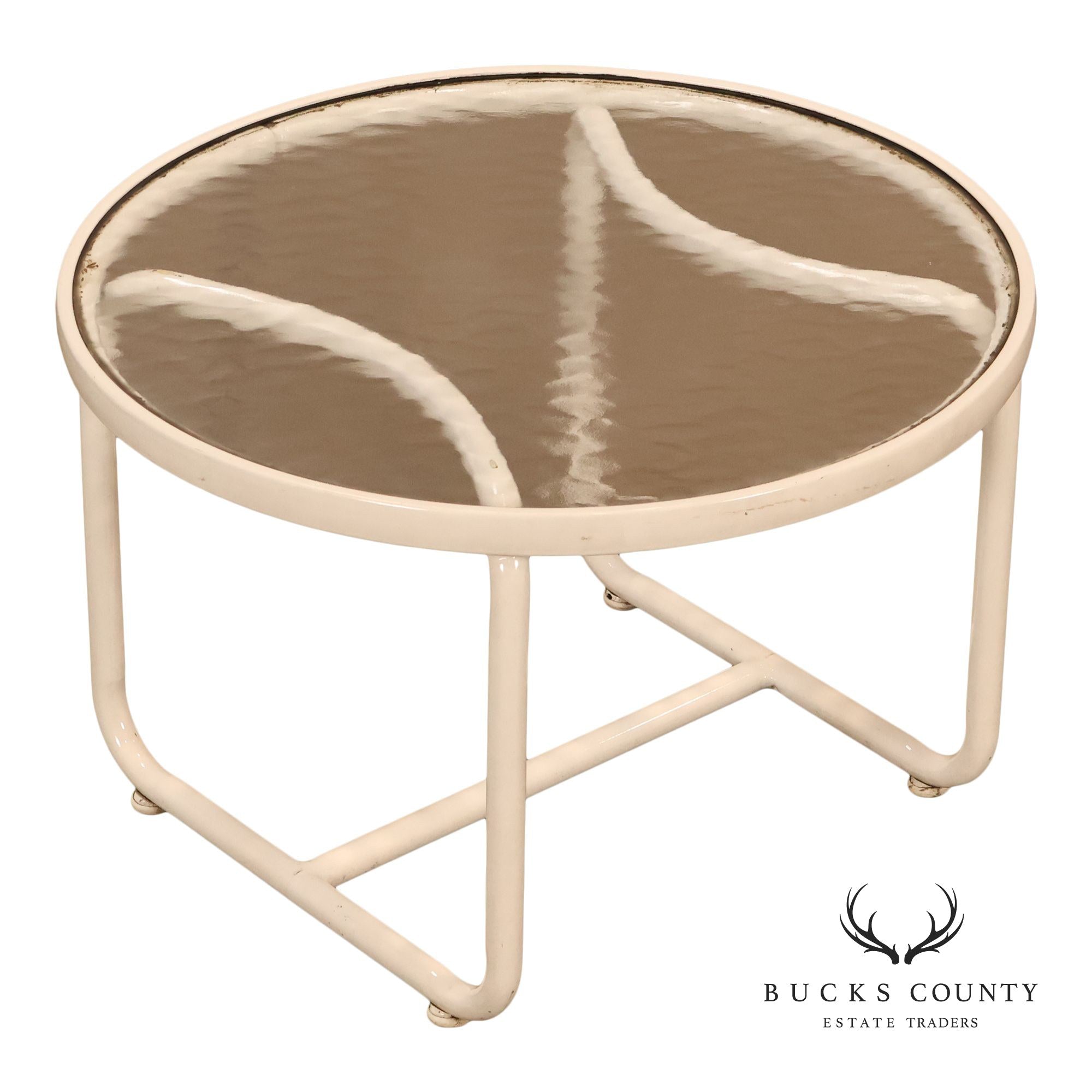 Brown Jordan 'Tamiami' Round Glass Top Patio Side Table