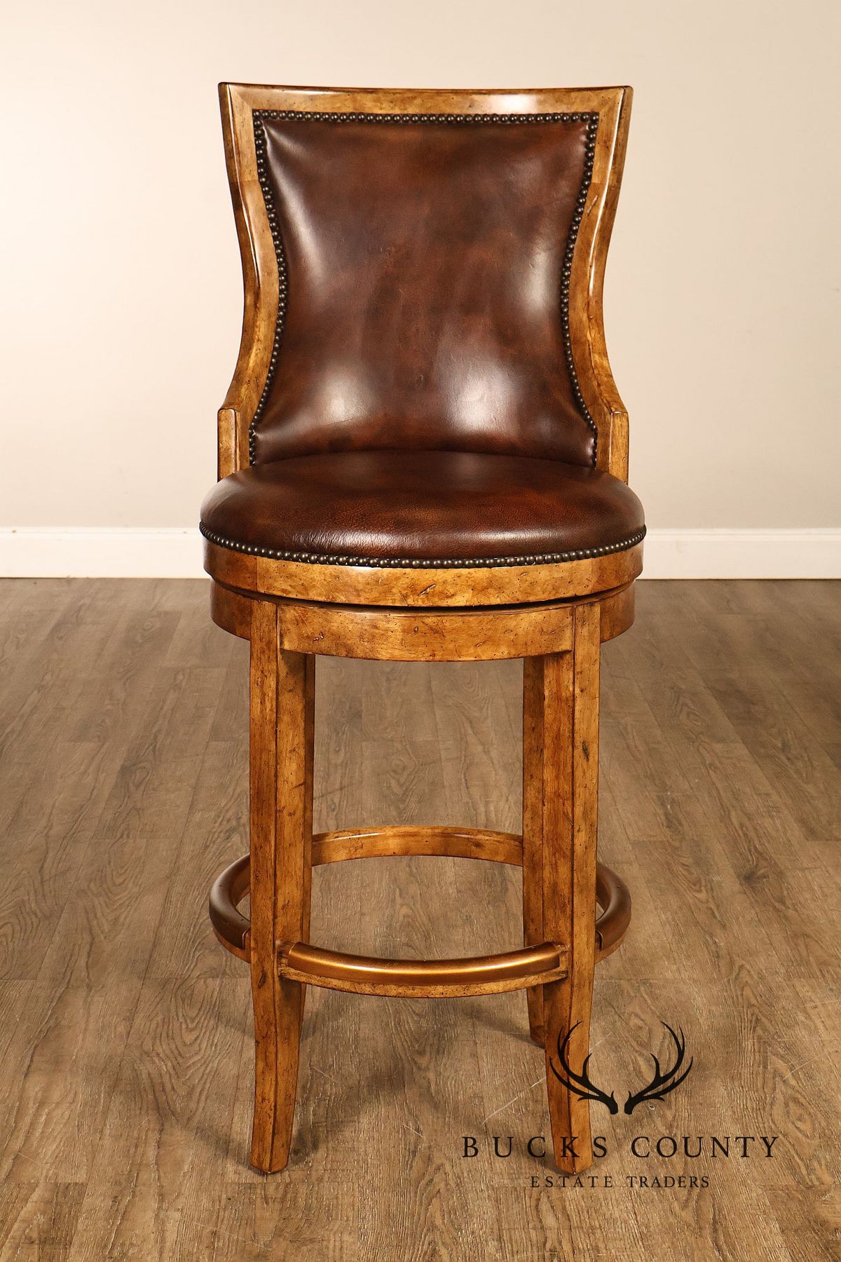Contemporary Set Of 4 F aux Leather Upholstered Bar Stools