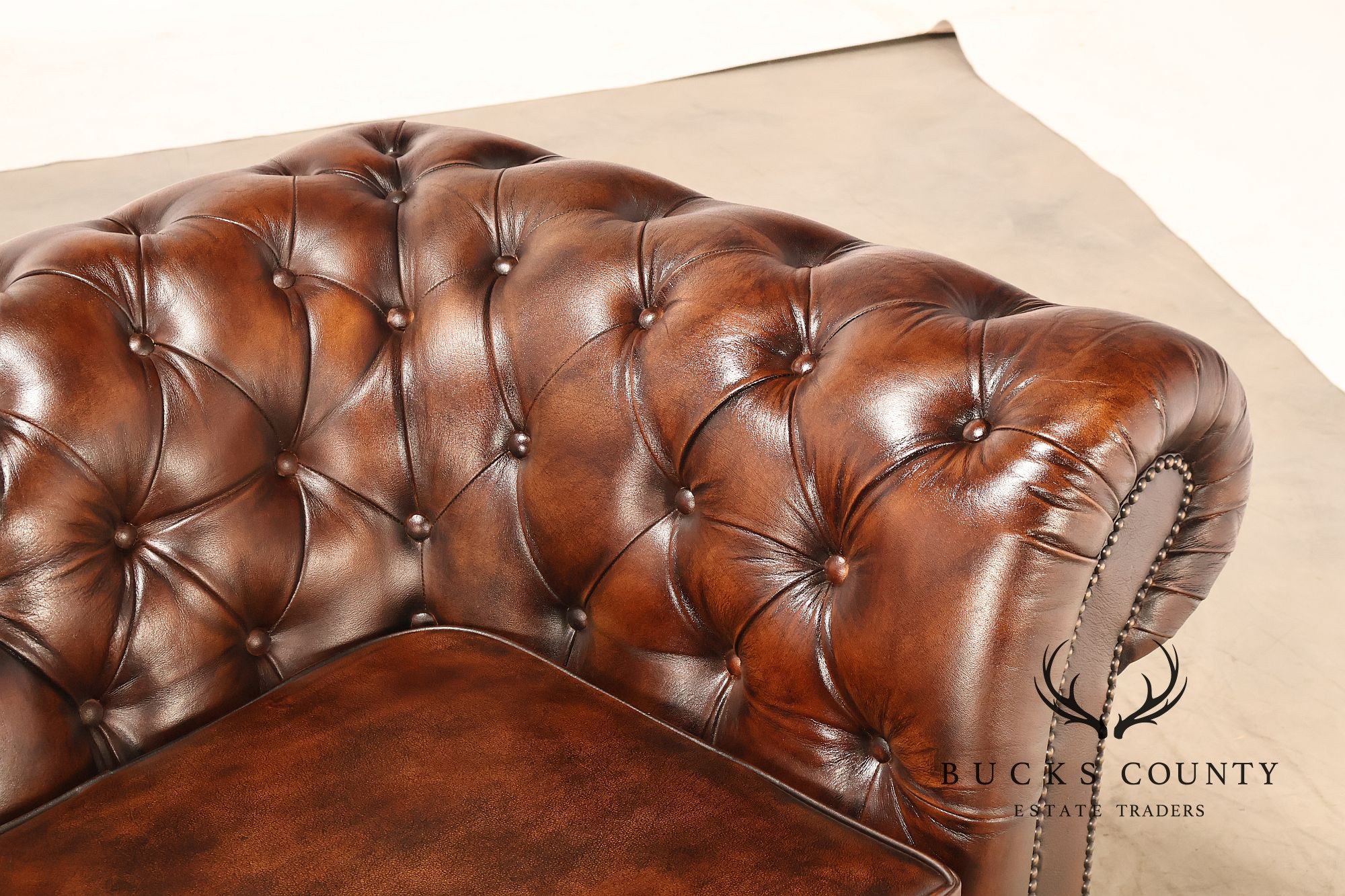 Chesterfield Style Brown Leather Sofa
